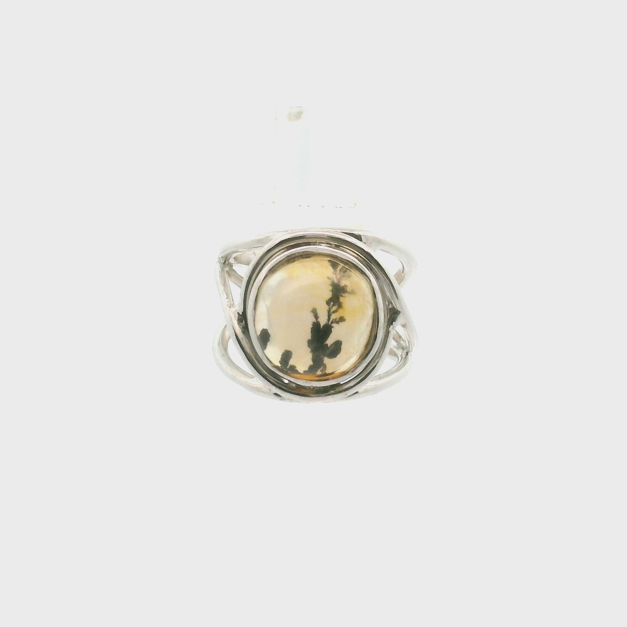 Dendritic Girasol Quartz with Golden Healer Finger Cuff Adjustable Ring .925 Silver for Master Healing, Grounding & Transformation