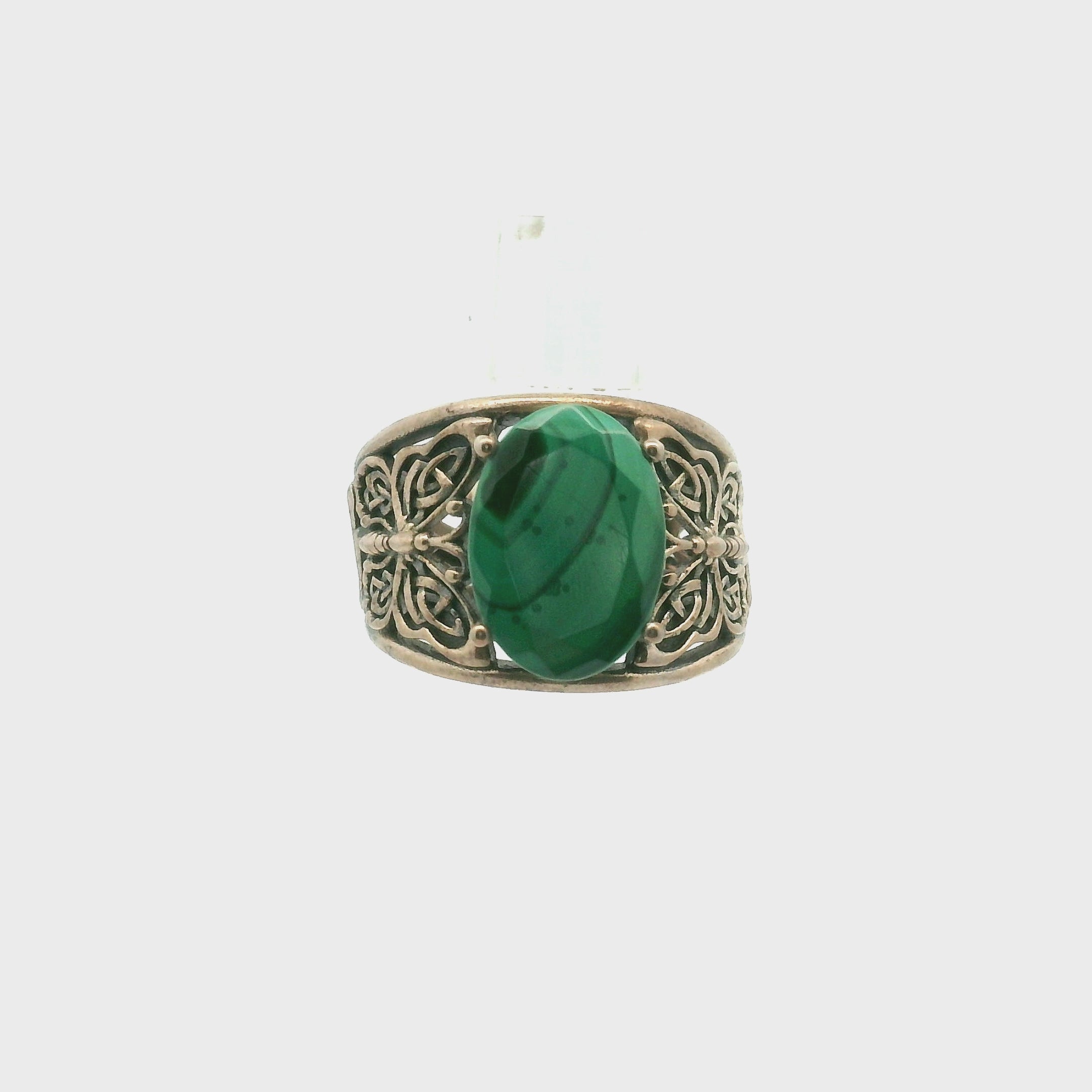 Malachite Butterfly Cuff Ring .925 Silver for Abundance, Luck and Transformation