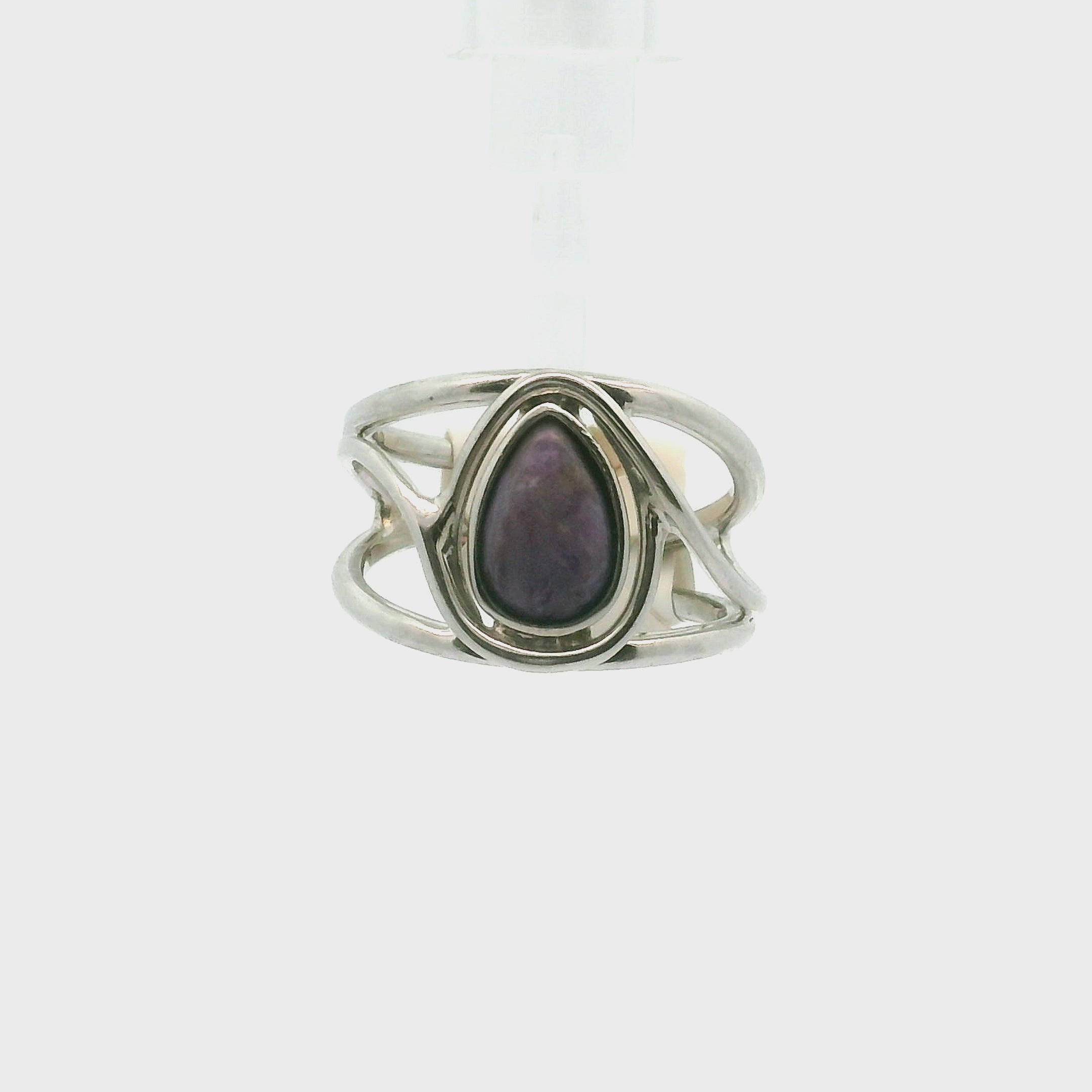 Charoite Midi Cuff Ring .925 Silver for Enhancing your Intuitive Gifts and Spiritual Transformation