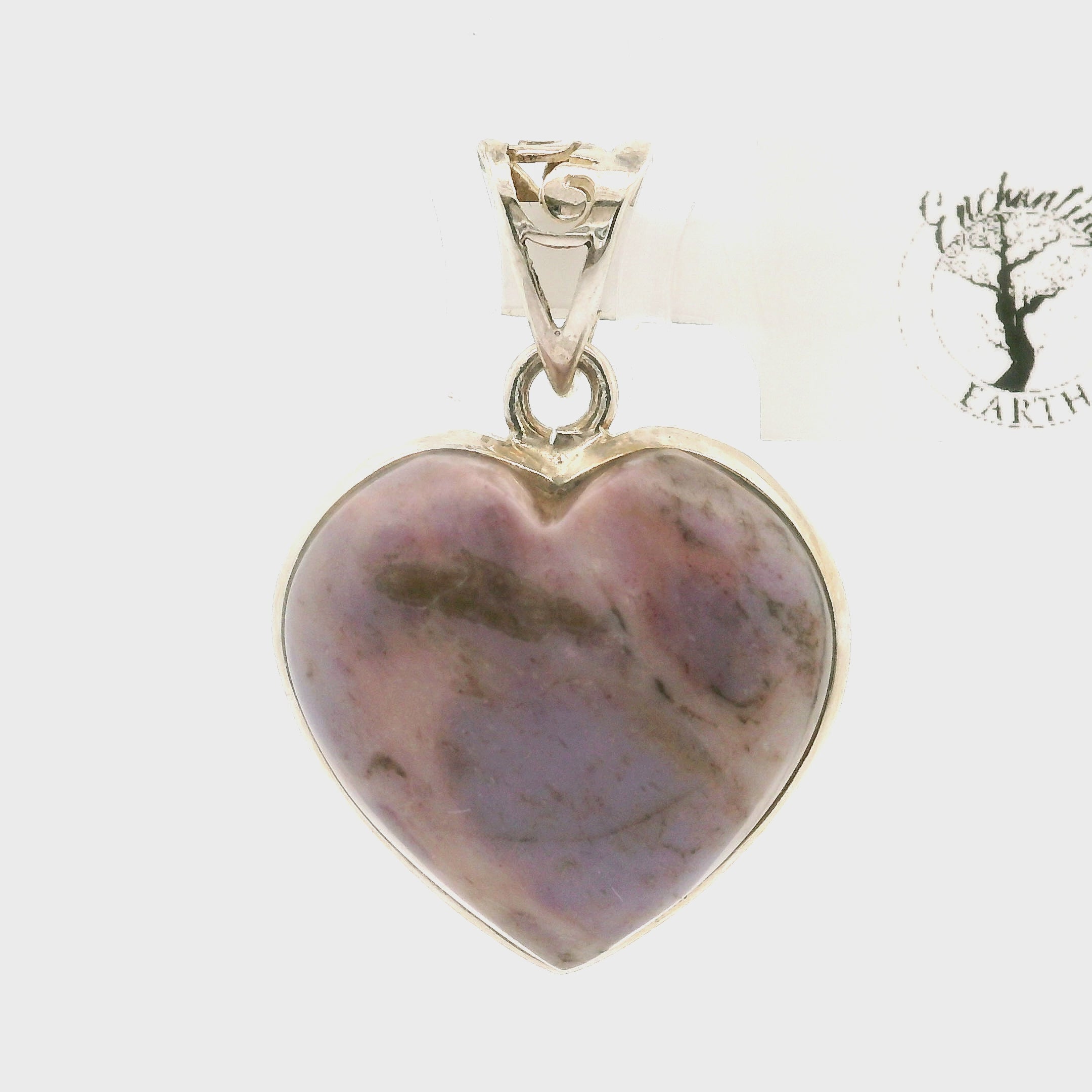 Unicorn Jade Heart Pendant .925 Silver for Divine Connection, Love and Wealth