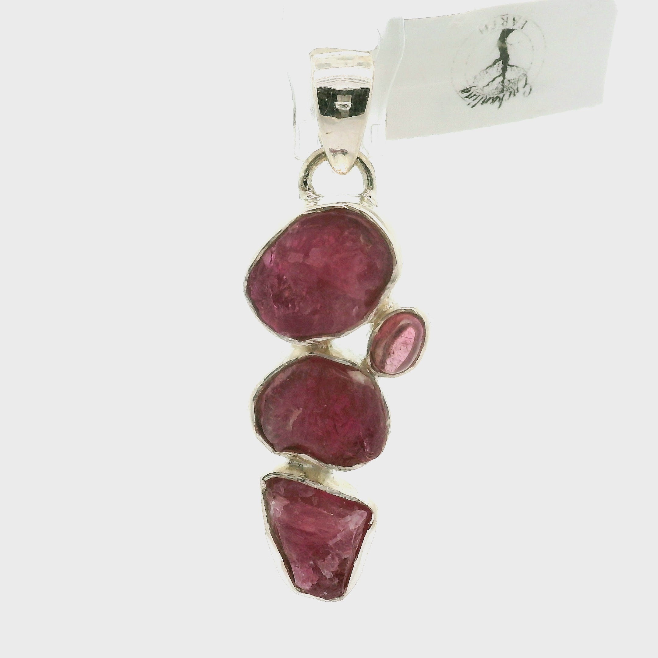 Pink Tourmaline Multi-Stone Pendant .925 Silver for Removing Insecurities and Helping Inspire Creativity