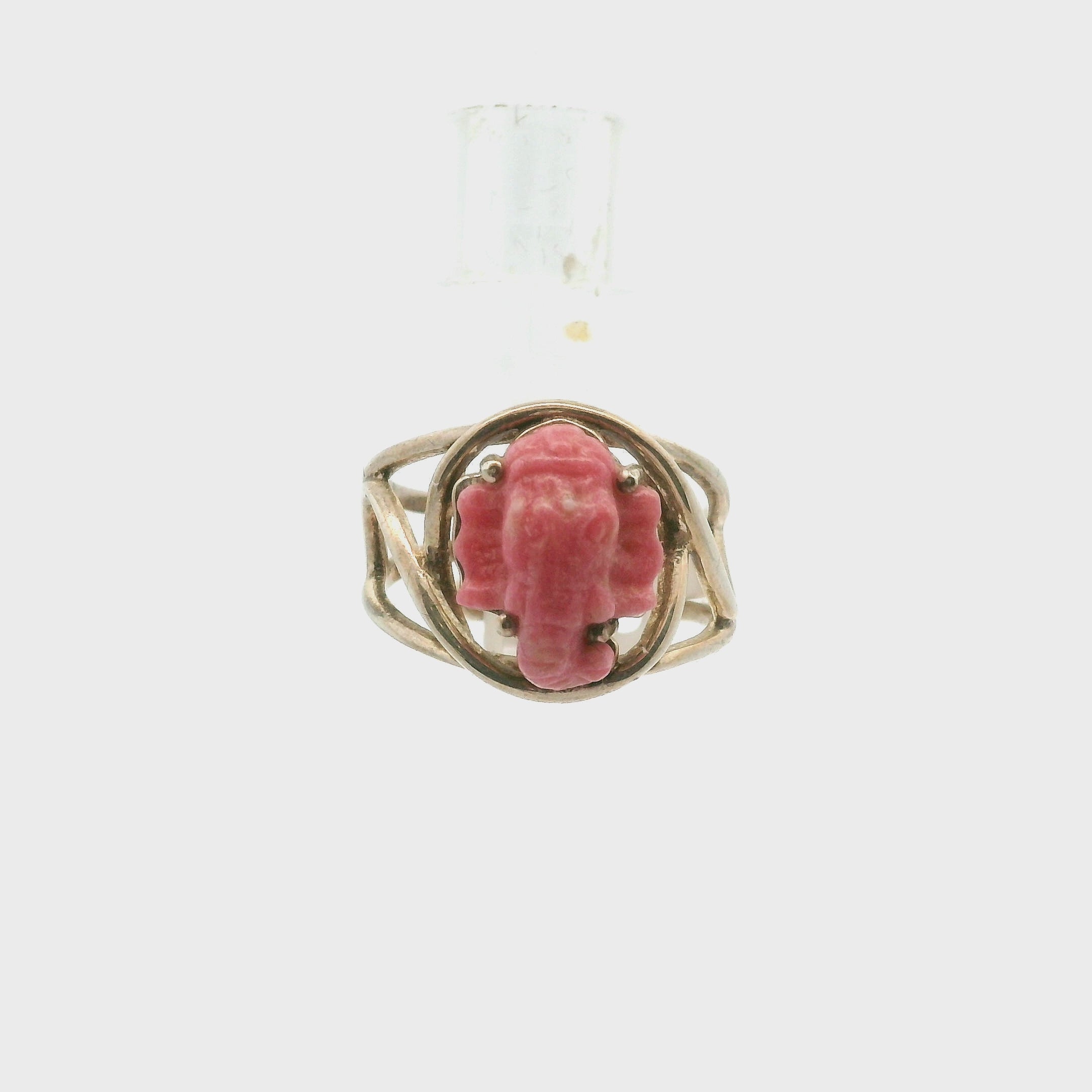 Thulite Ganesha Cuff Ring .925 Sterling Silver for Expressing Love, Pleasure & Clearing Blockages
