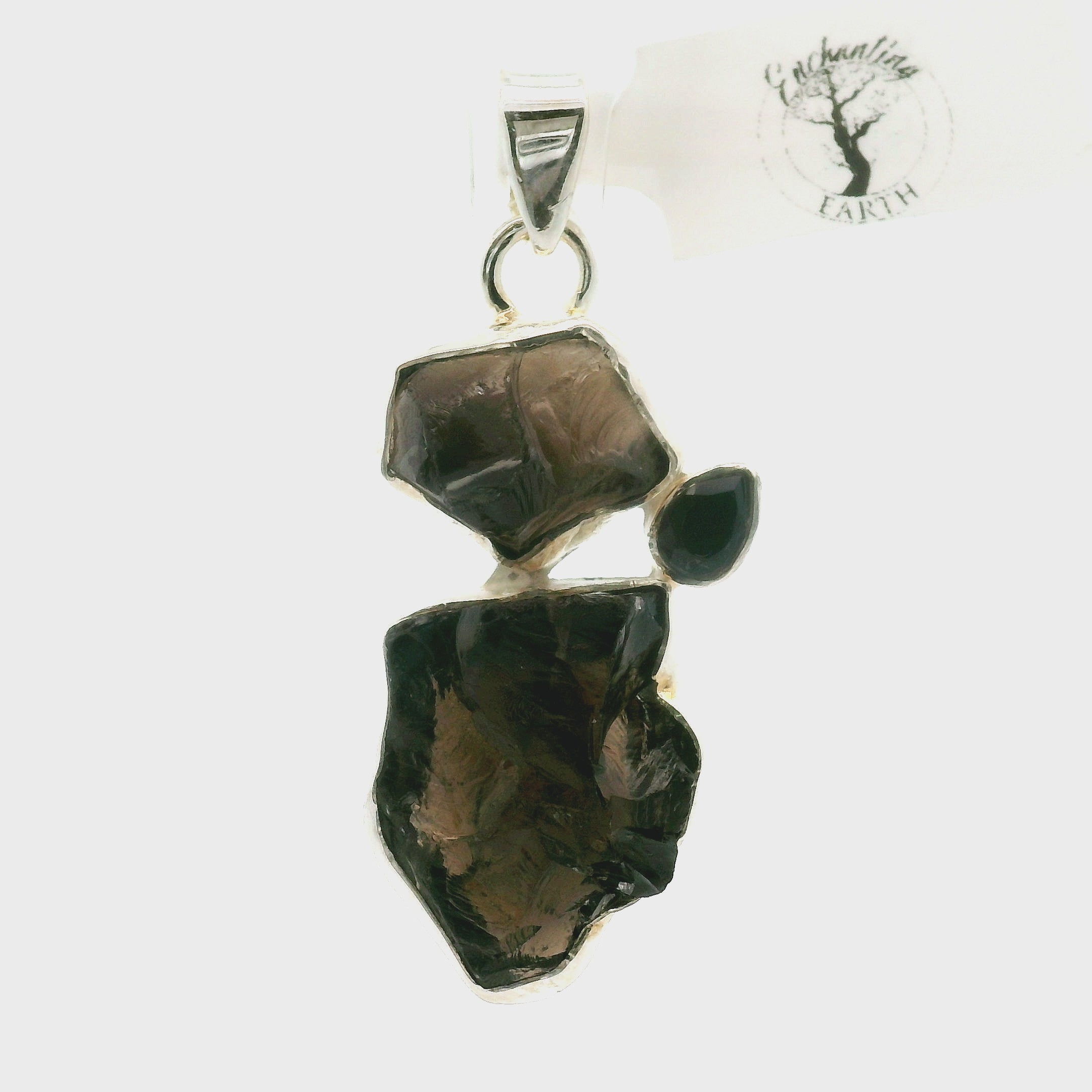 Smokey Quartz Multi-Stone Pendant .925 Silver for Energetic Cleansing, Manifestation and Protection