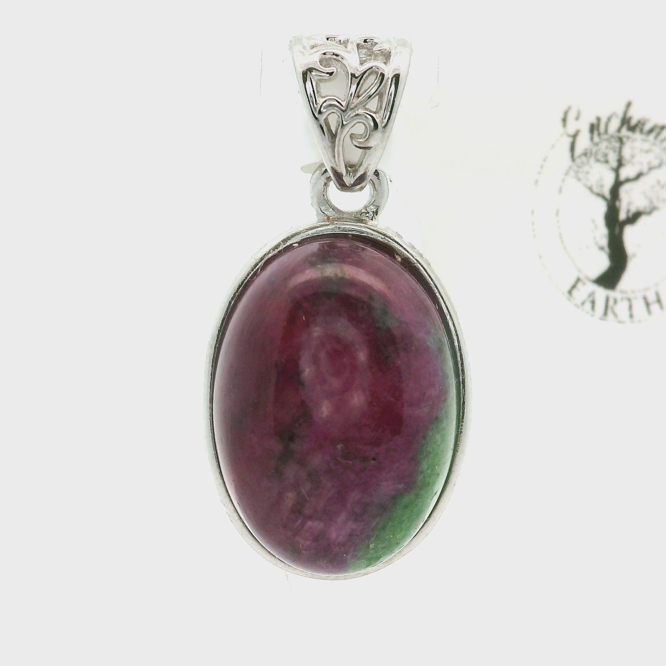 Ruby in Zoisite Pendant .925 Silver for Empowerment, Strength and Harmonizing Relationships