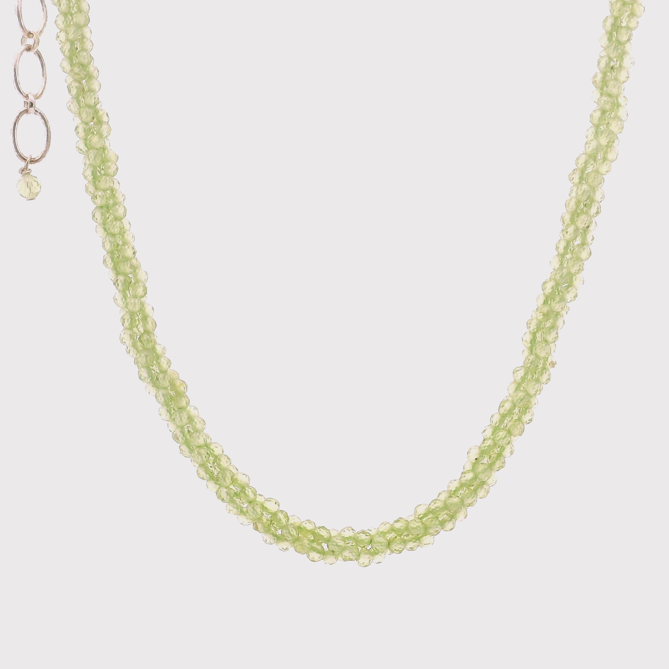 Peridot Braided Micro Faceted Necklace for Luck, Prosperity & Protection