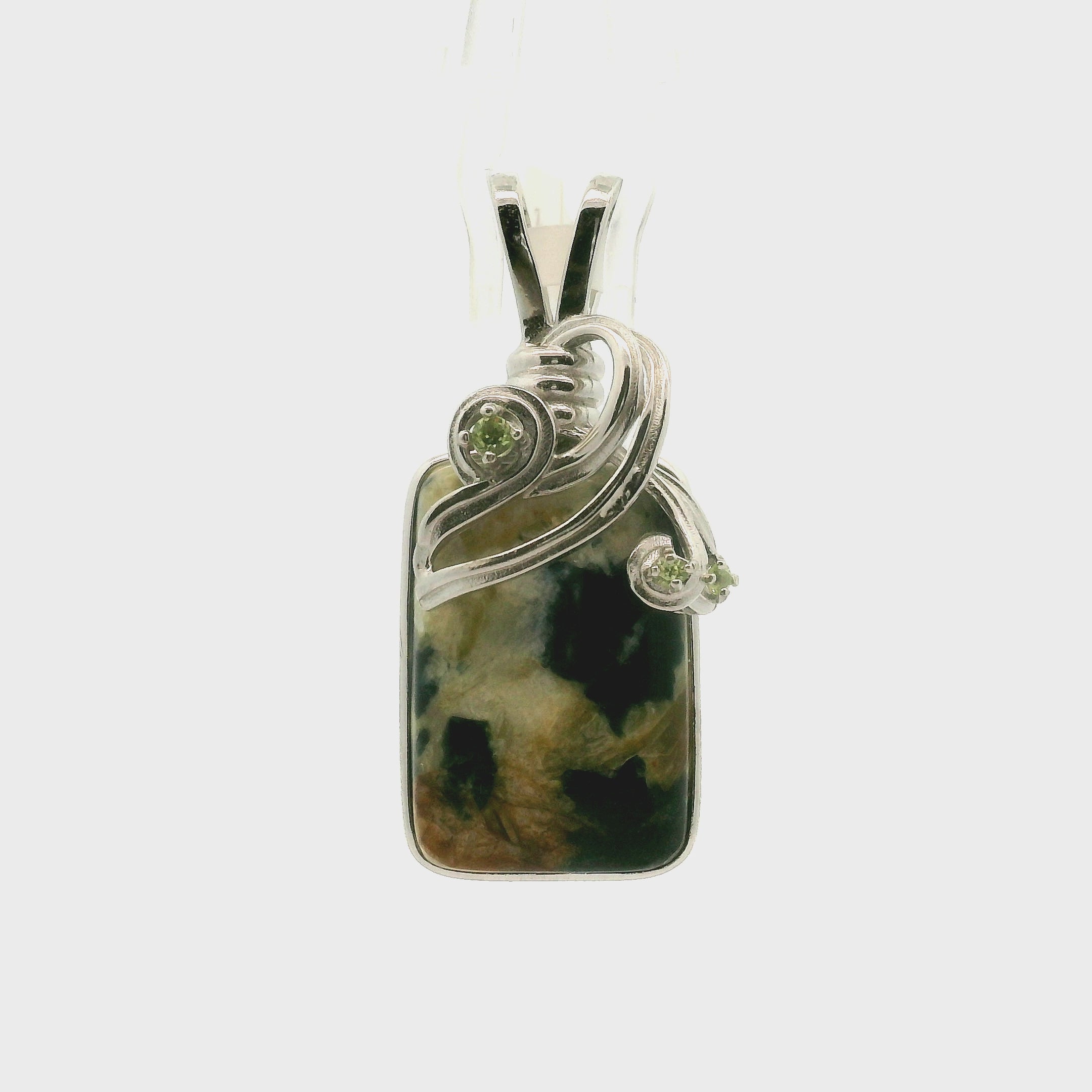 Ascension Euphoralite & Peridot Pendant 925 Silver for Connection with Higher Realms