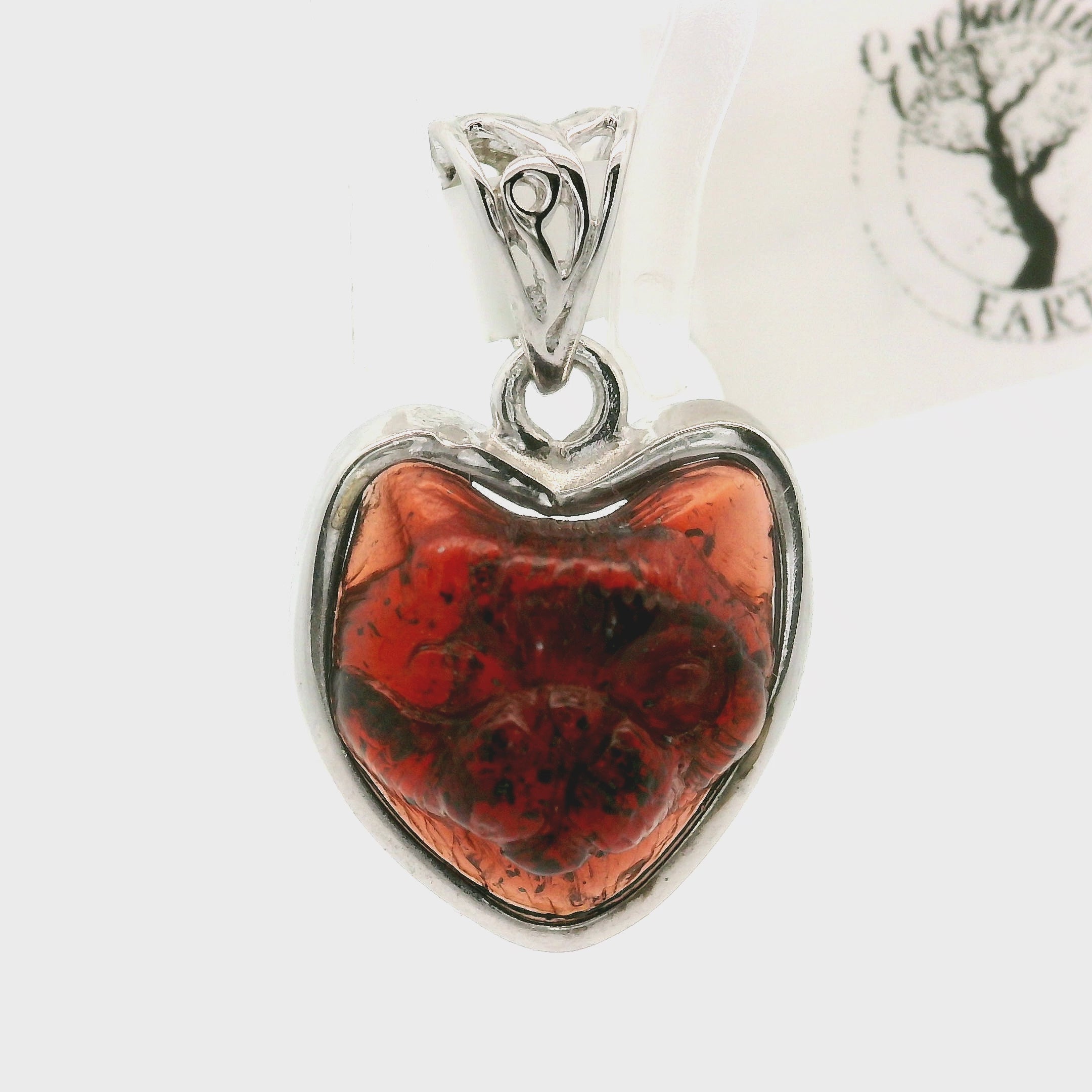 Garnet Carved Feline Pendant .925 Silver for Intuition, Energetic Protection and Connection to Mystery