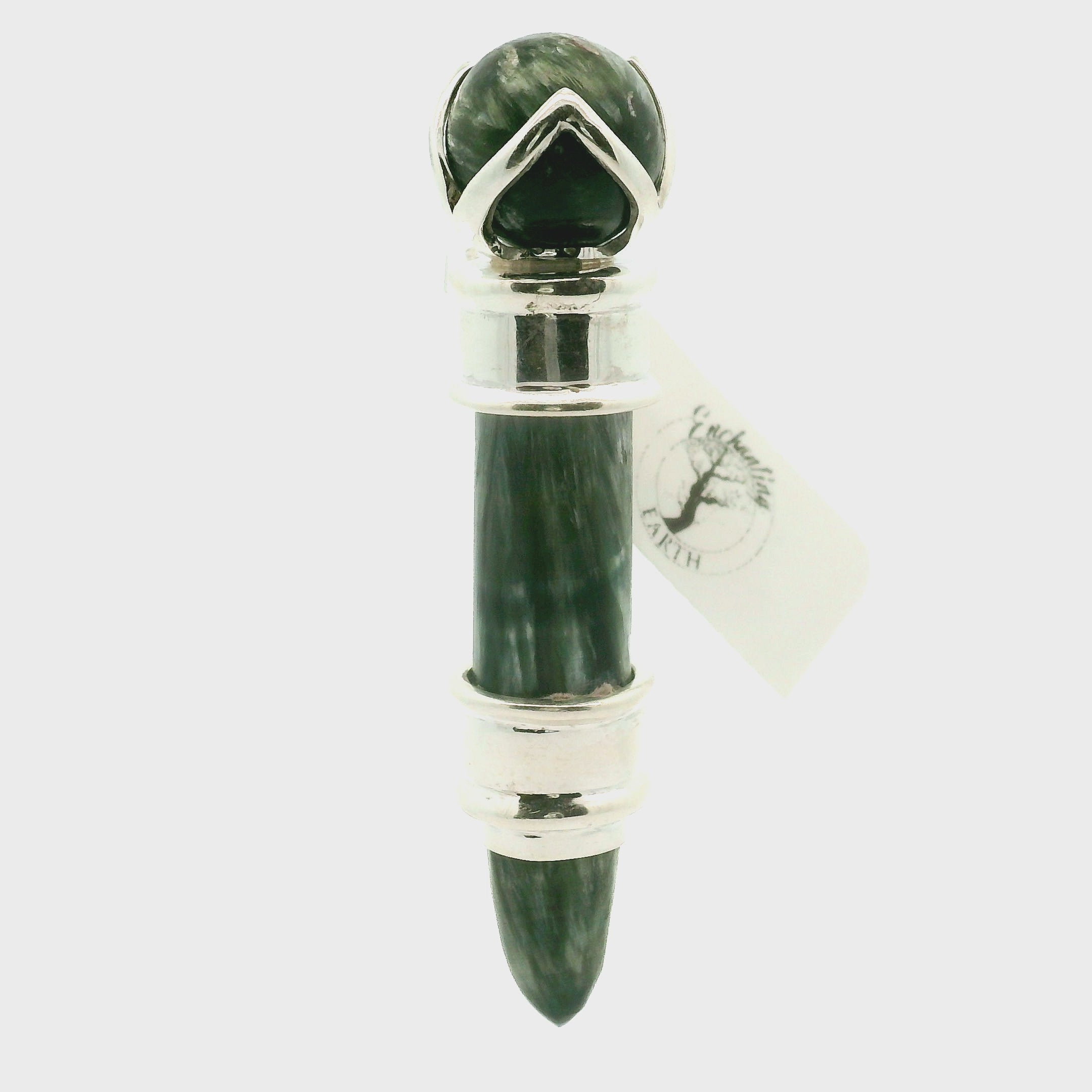 Seraphinite Wandlet .925 Silver for Spiritual Advancement, Healing and Harmony