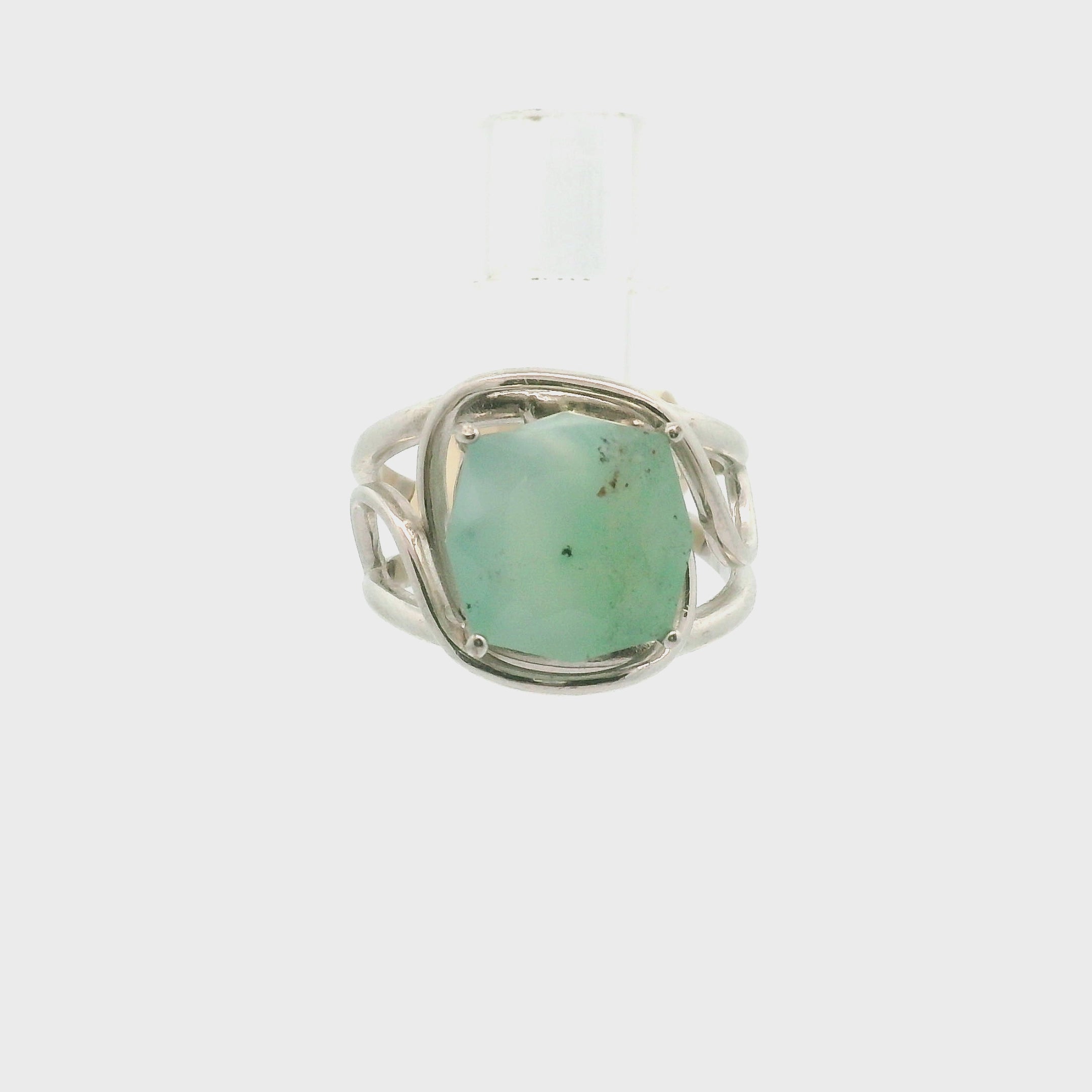 Gem Silica with Copper Adjustable Cuff Ring .925 Silver for Empowerment, Harmony and Truth