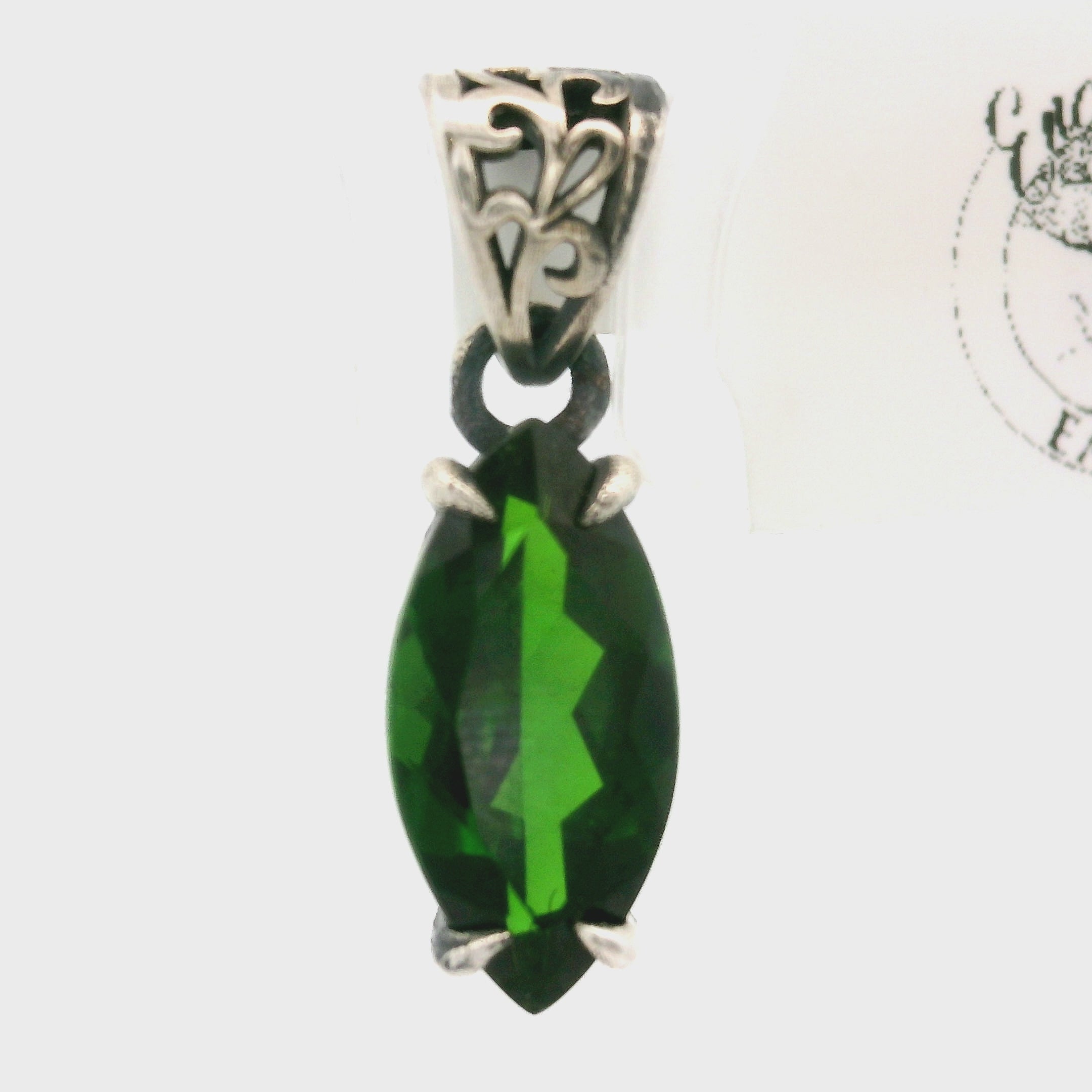Chrome Diopside Bad Witch Pendant .925 Silver for Embracing Love, Healing and Balance