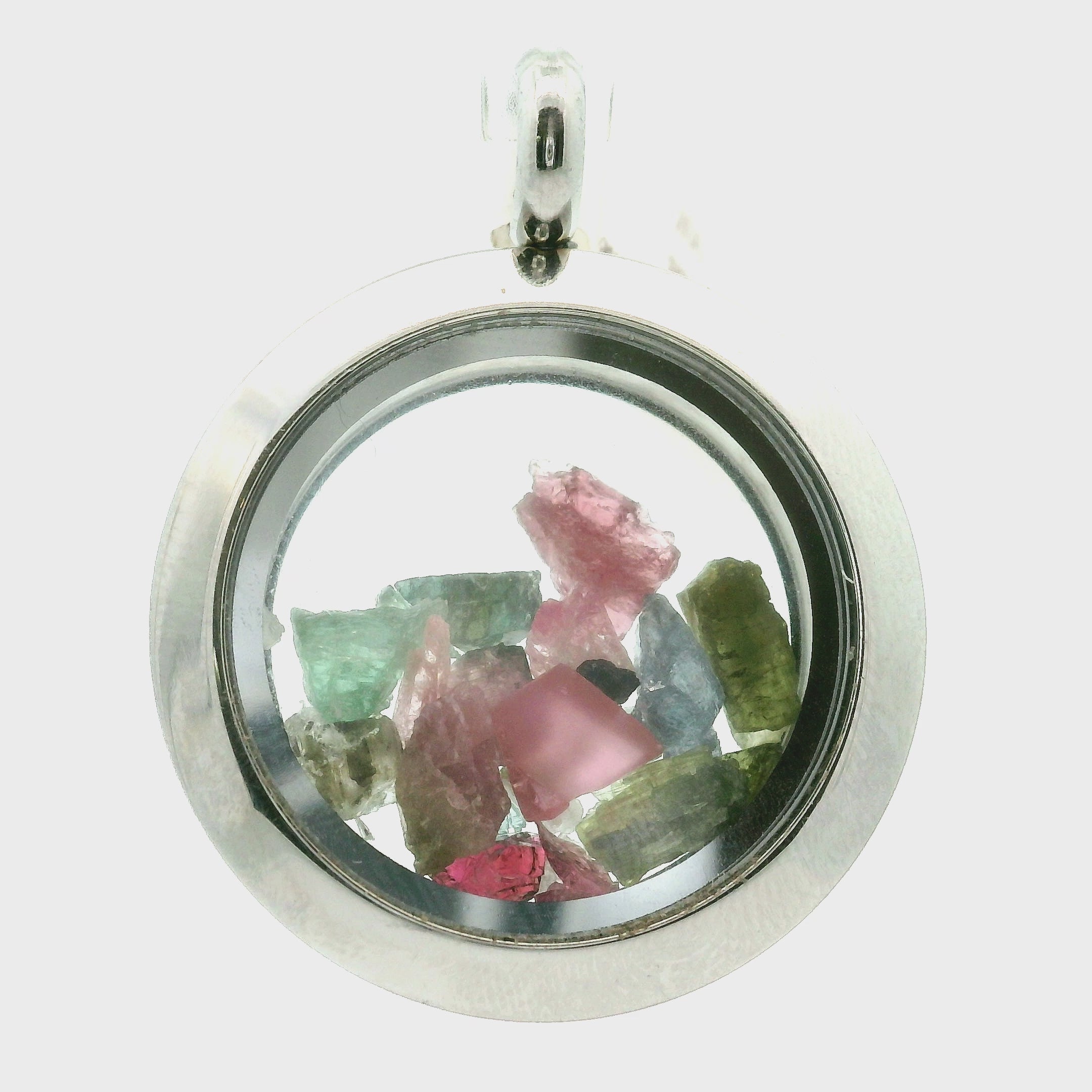 Watermelon Tourmaline Locket for Spiritual Evolution and Relationship Healing