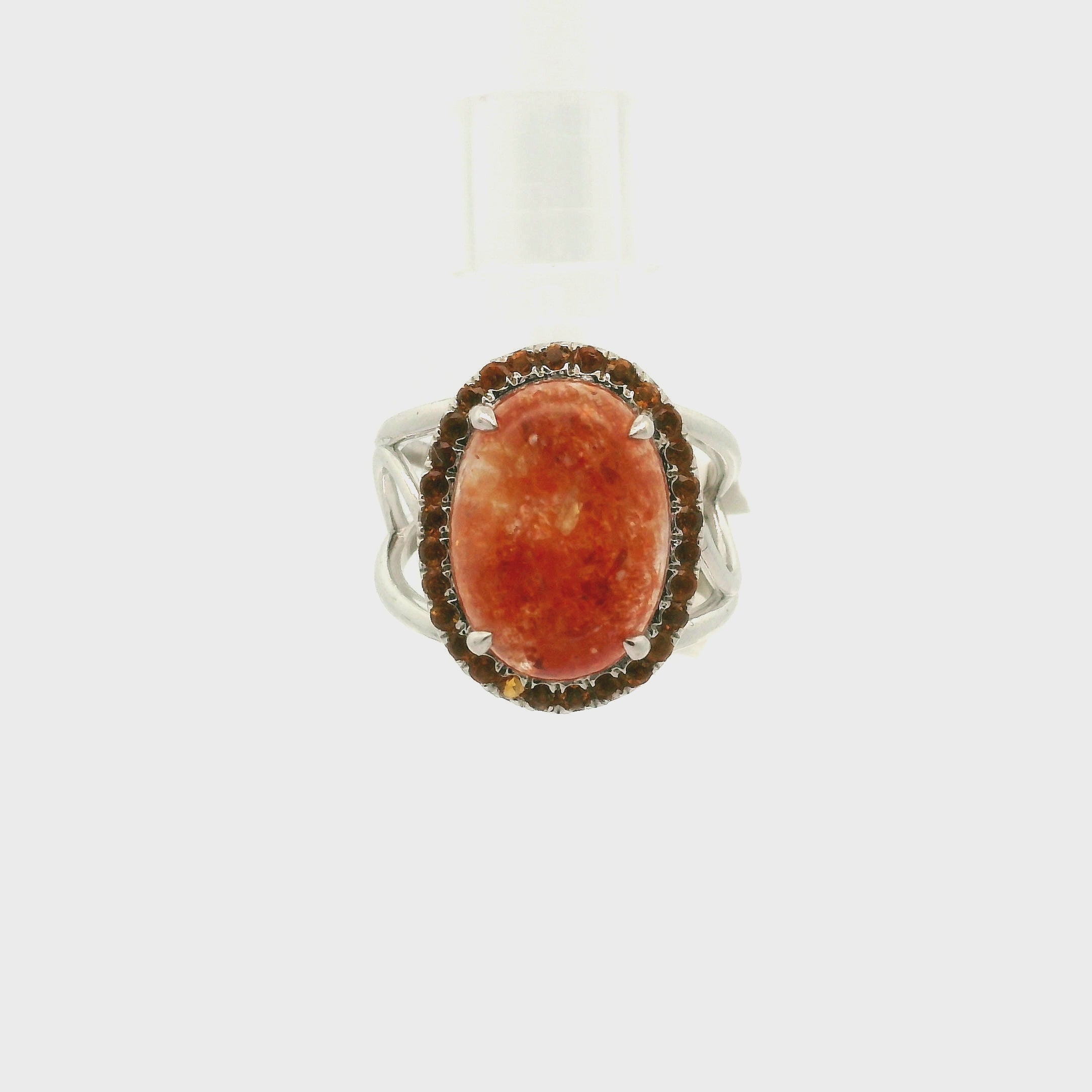 Sunstone and Citrine Pave Adjustable Cuff Ring .925 Silver for Manifesting Wealth and Abundance