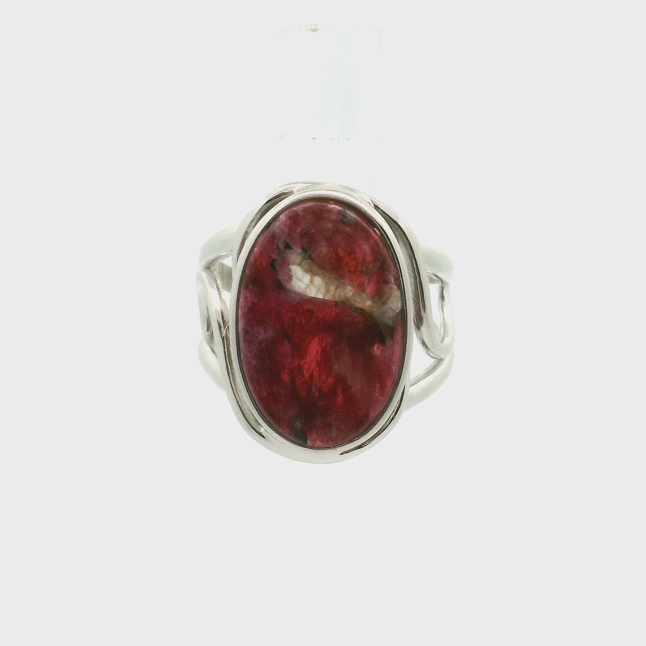 Quebec Eudialyte Cuff Ring .925 Silver for Manifesting the Desires of Your Heart