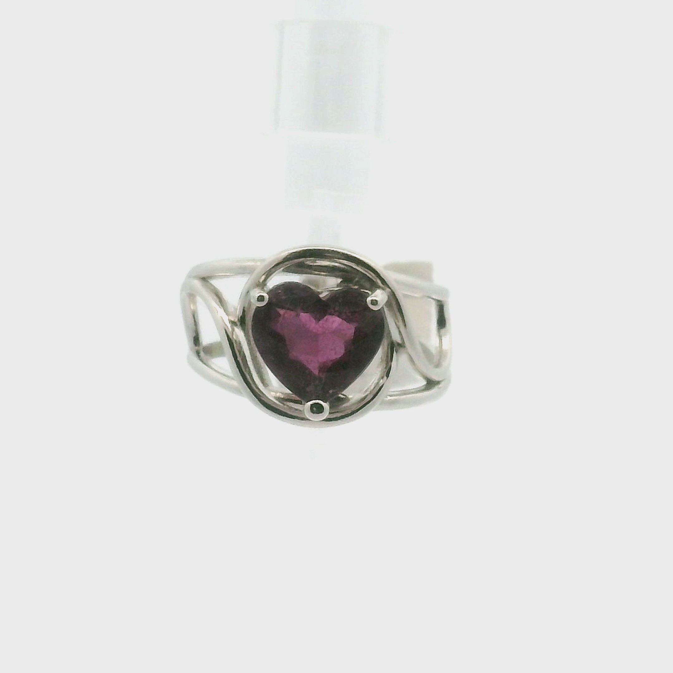 Brazil Dark Pink Tourmaline Heart Midi Cuff Ring .925 Silver for Intention Setting and Manifesting your Desires
