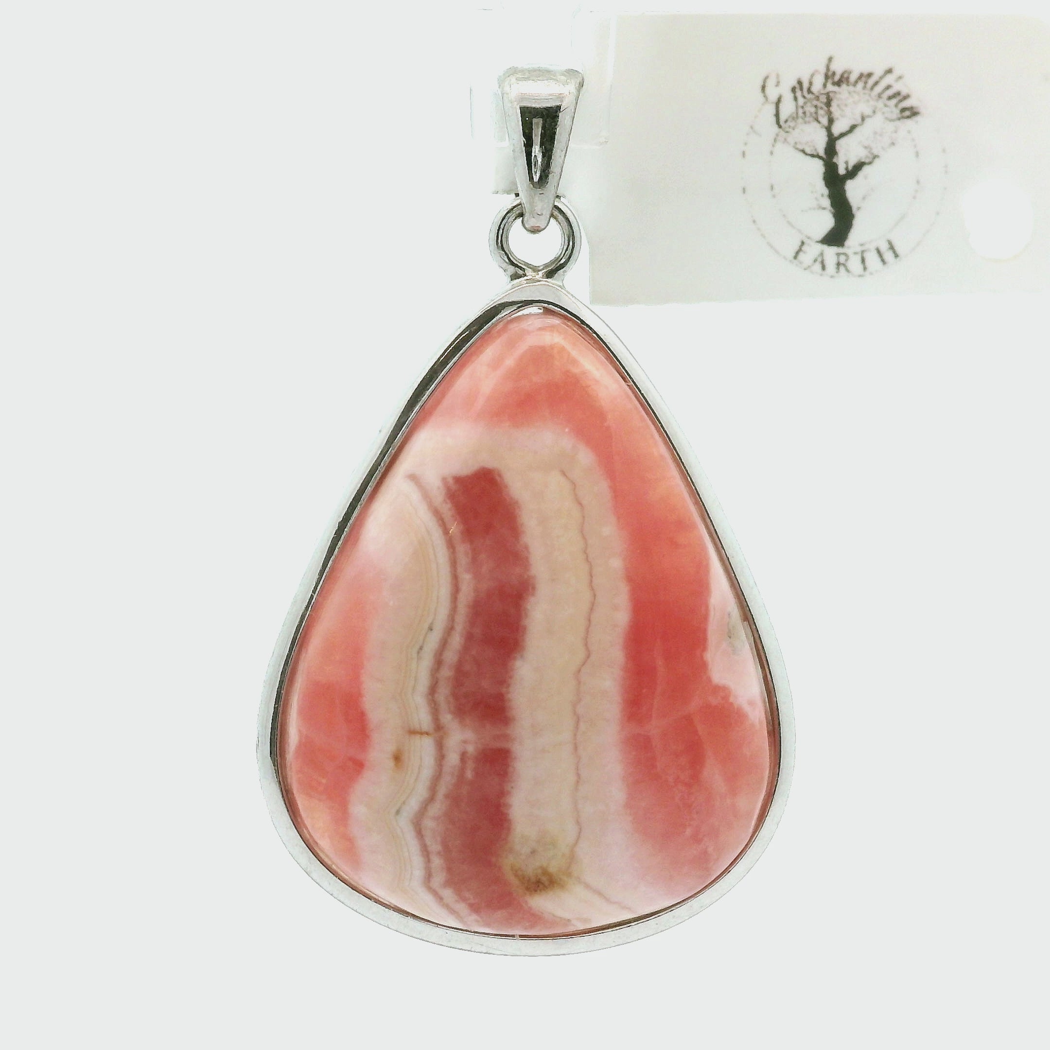 Rhodochrosite Pendant .925 Silver for Emotional and Trauma Healing