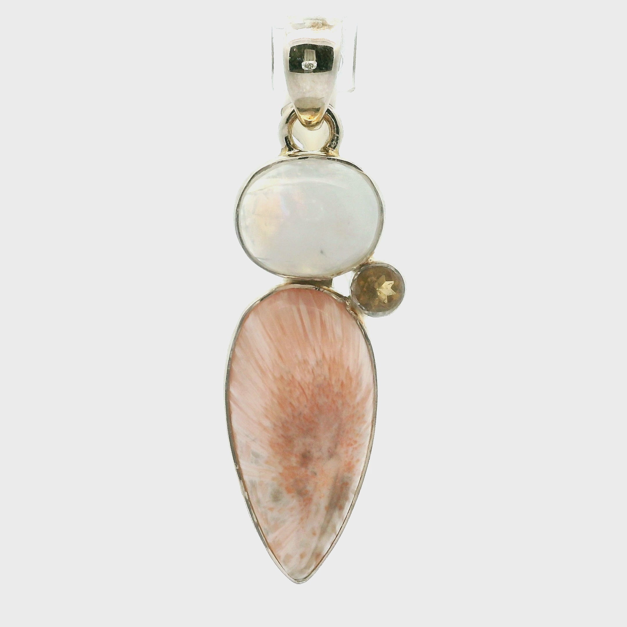 Scolecite Multi-Stone Pendant .925 Silver for Accessing Higher Realms and Lineage Healing