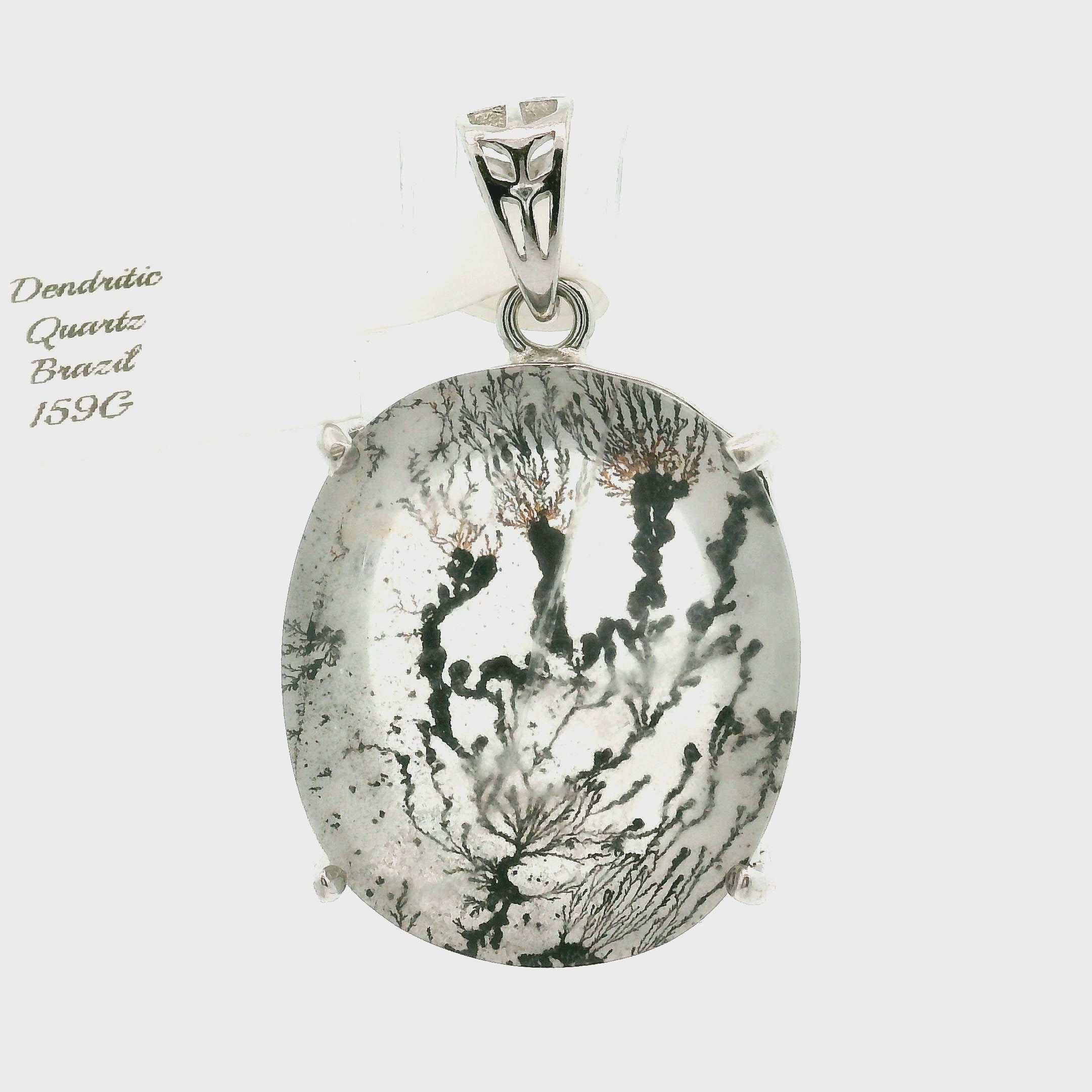 Silver Dendritic Quartz Pendant .925 Silver for Master Healing, Grounding & Transformation