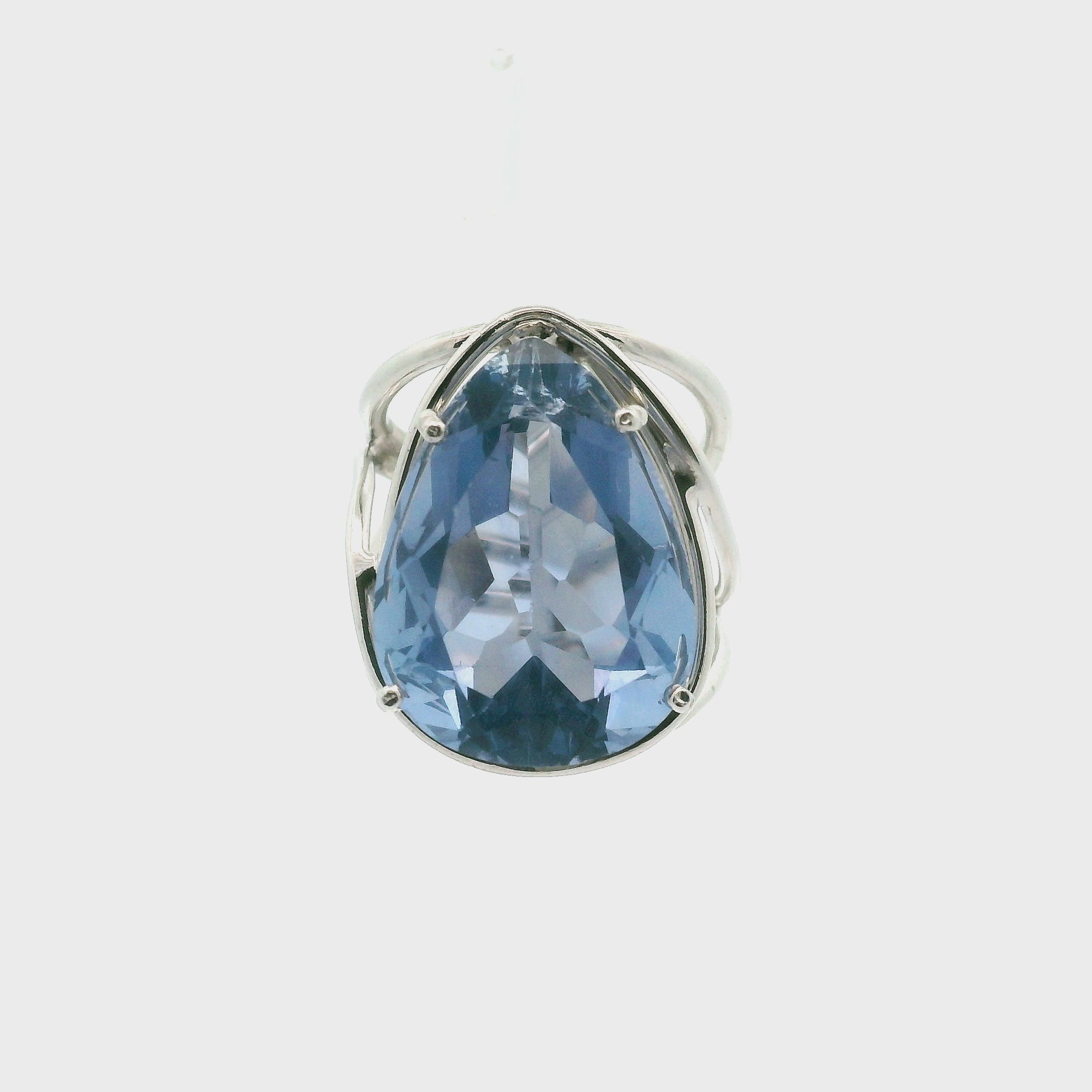 Blue Fluorite Cuff Ring .925 Silver for Third Eye Balancing and Focus