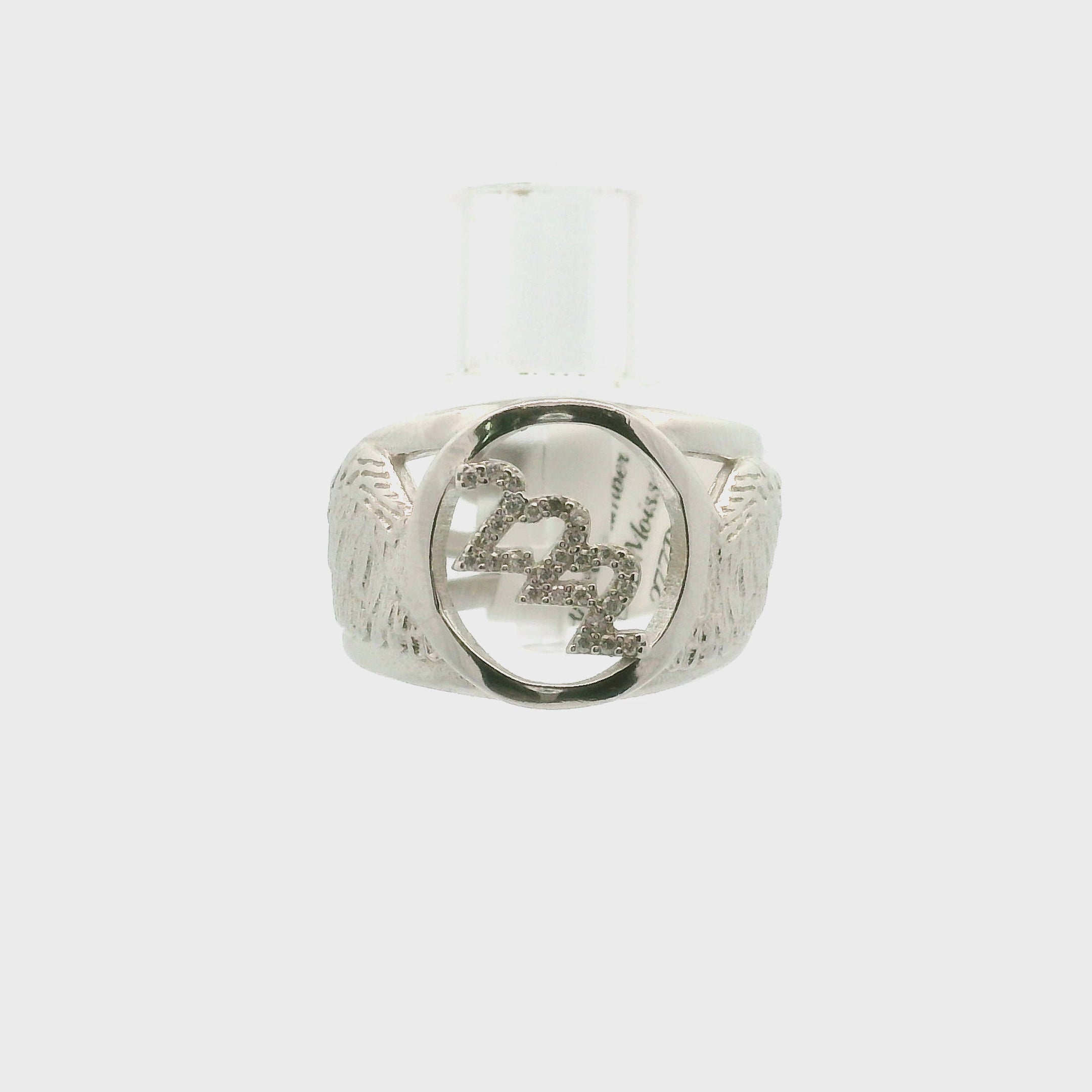 Angel Codes Cuff Ring With Lab Created Moissanite .925 Silver for Connecting with Angels, Divine Guidance, Manifestation and Protection