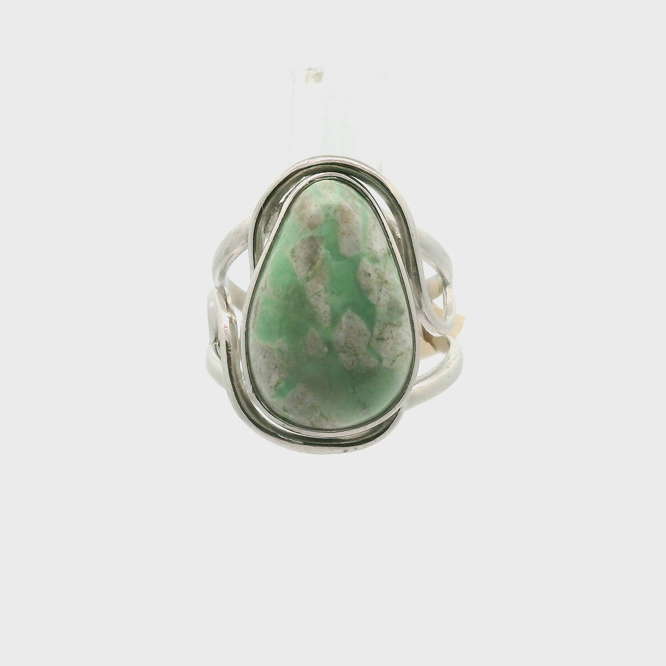 Variscite Cuff Ring .925 Silver for Emotional Healing, Joy, Love and Prosperity