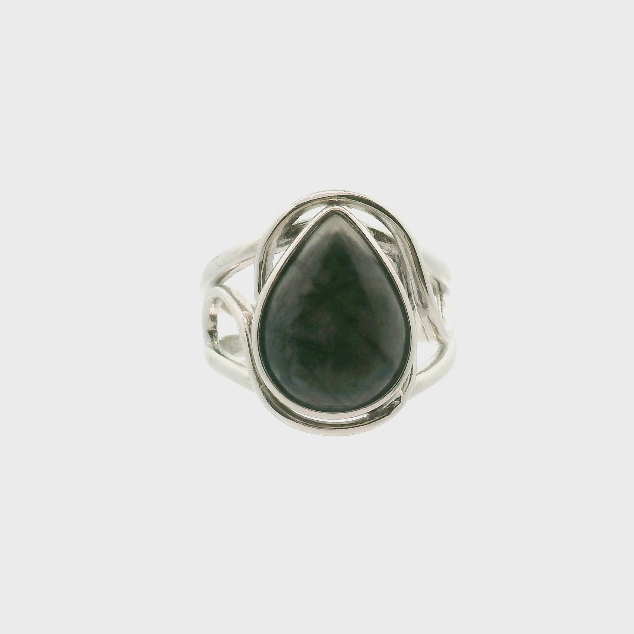 Spiderweb Jasper Cuff Ring .925 Silver  for Compassion, Healing and Protection