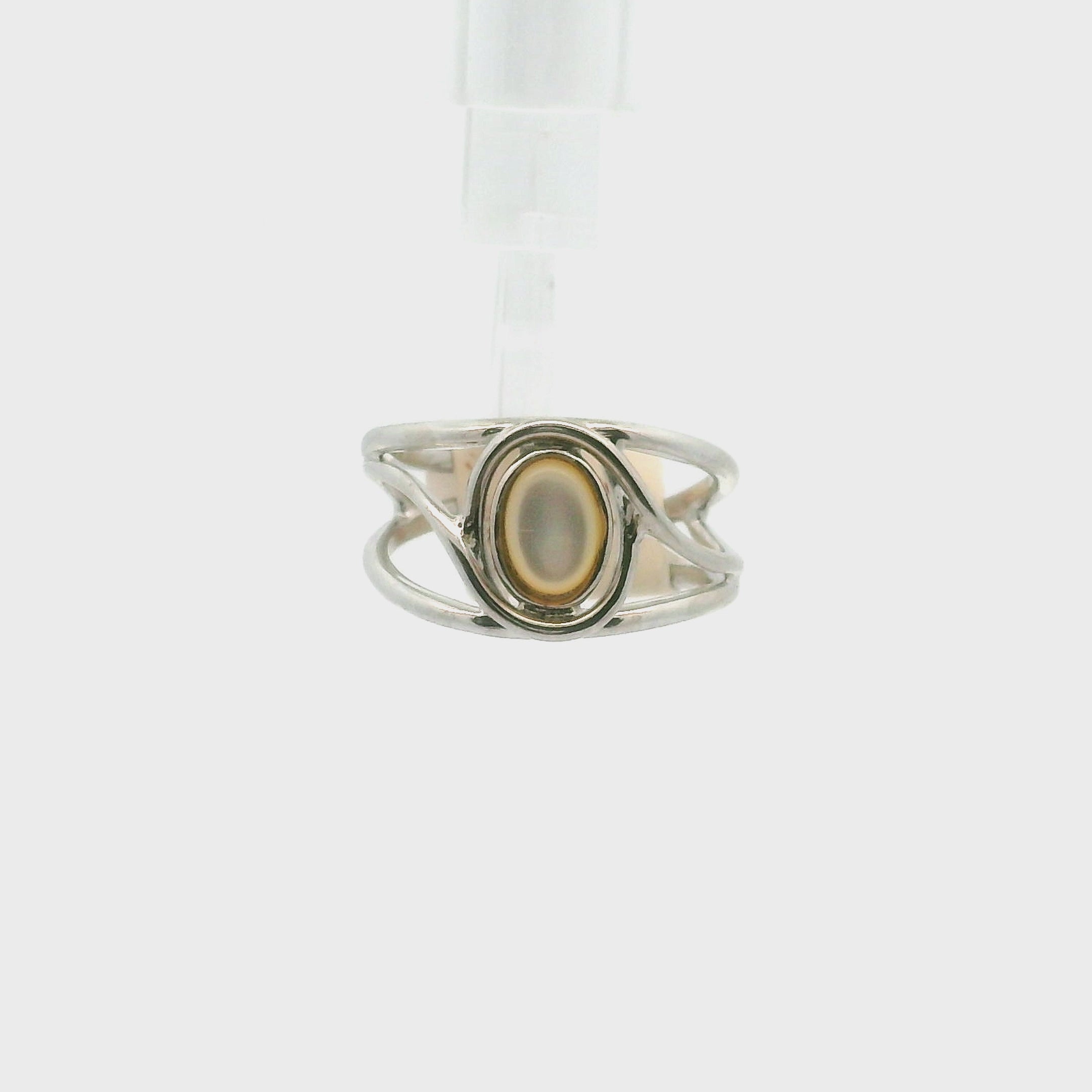 Mother of Pearl Midi Adjustable Cuff Ring .925 Silver for Embracing your Feminine Power, Memory and Peace of Mind
