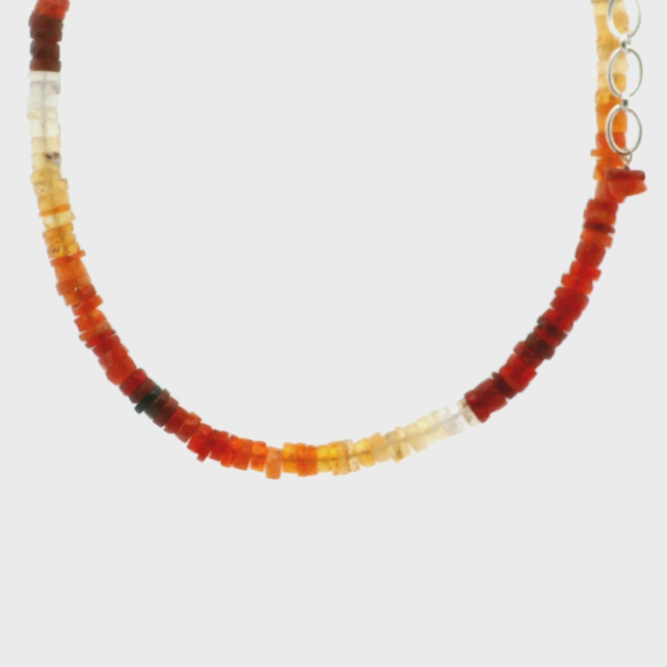 Fire Opal Heishi Necklace for Intimacy and Passion in Relationships