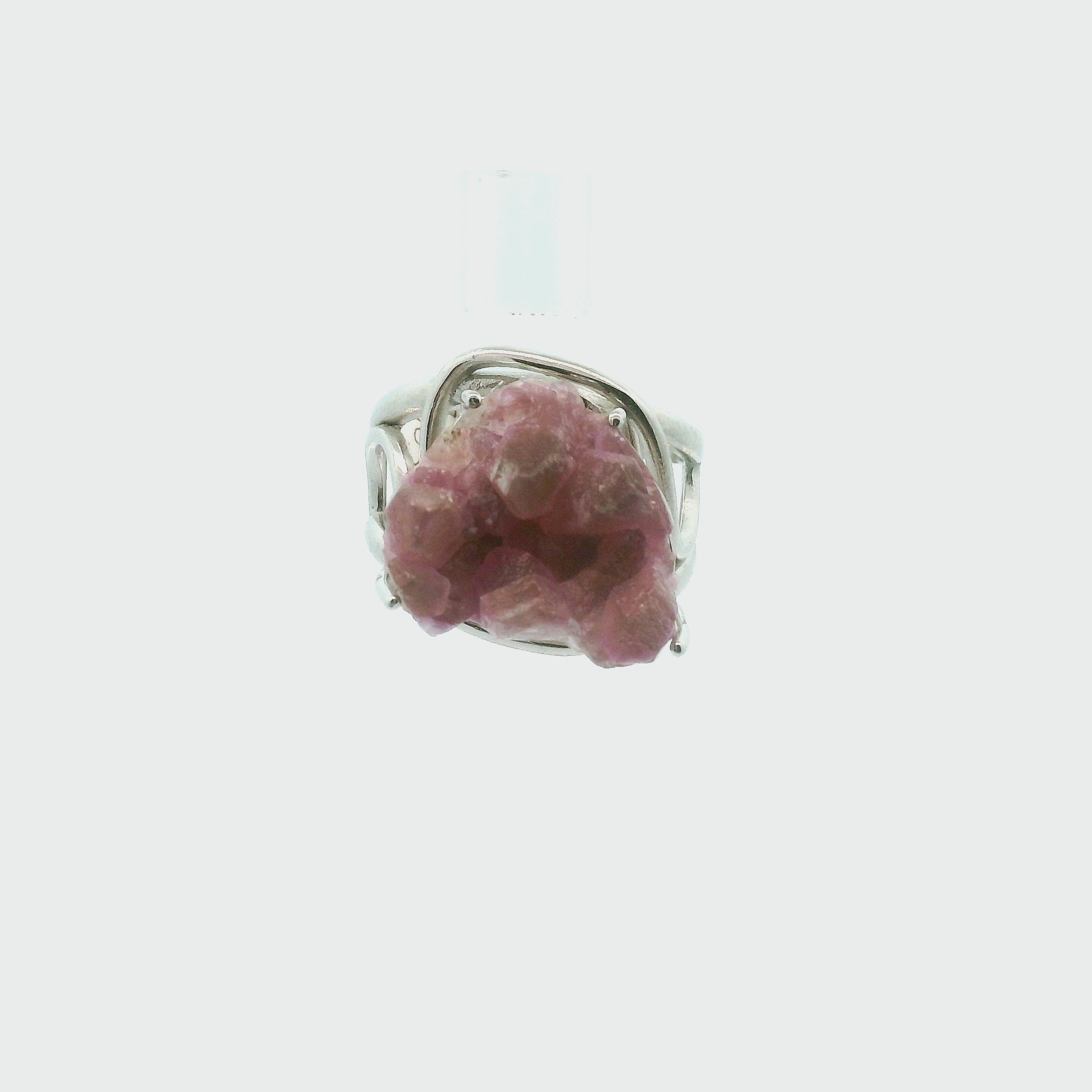 Cobalto Calcite Druzy Cuff Ring .925 Silver for Compassion, Emotional Healing, Harmony and Forgiveness