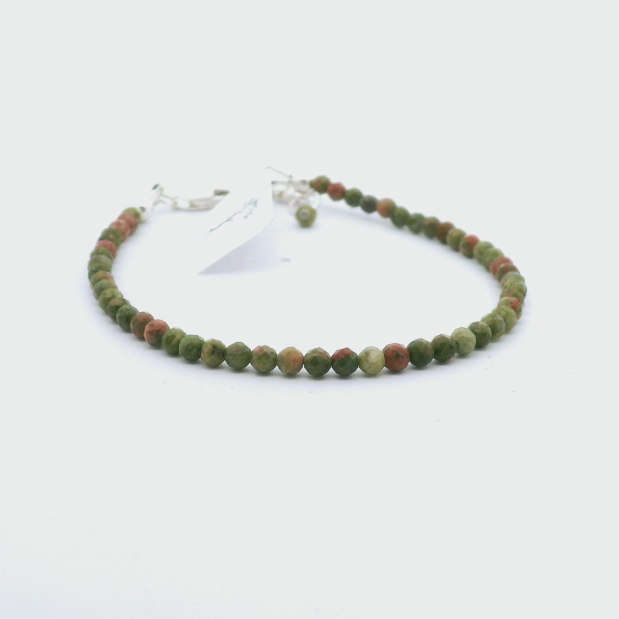 Unakite Micro Faceted Bracelet 925 Silver for Healing and Growth
