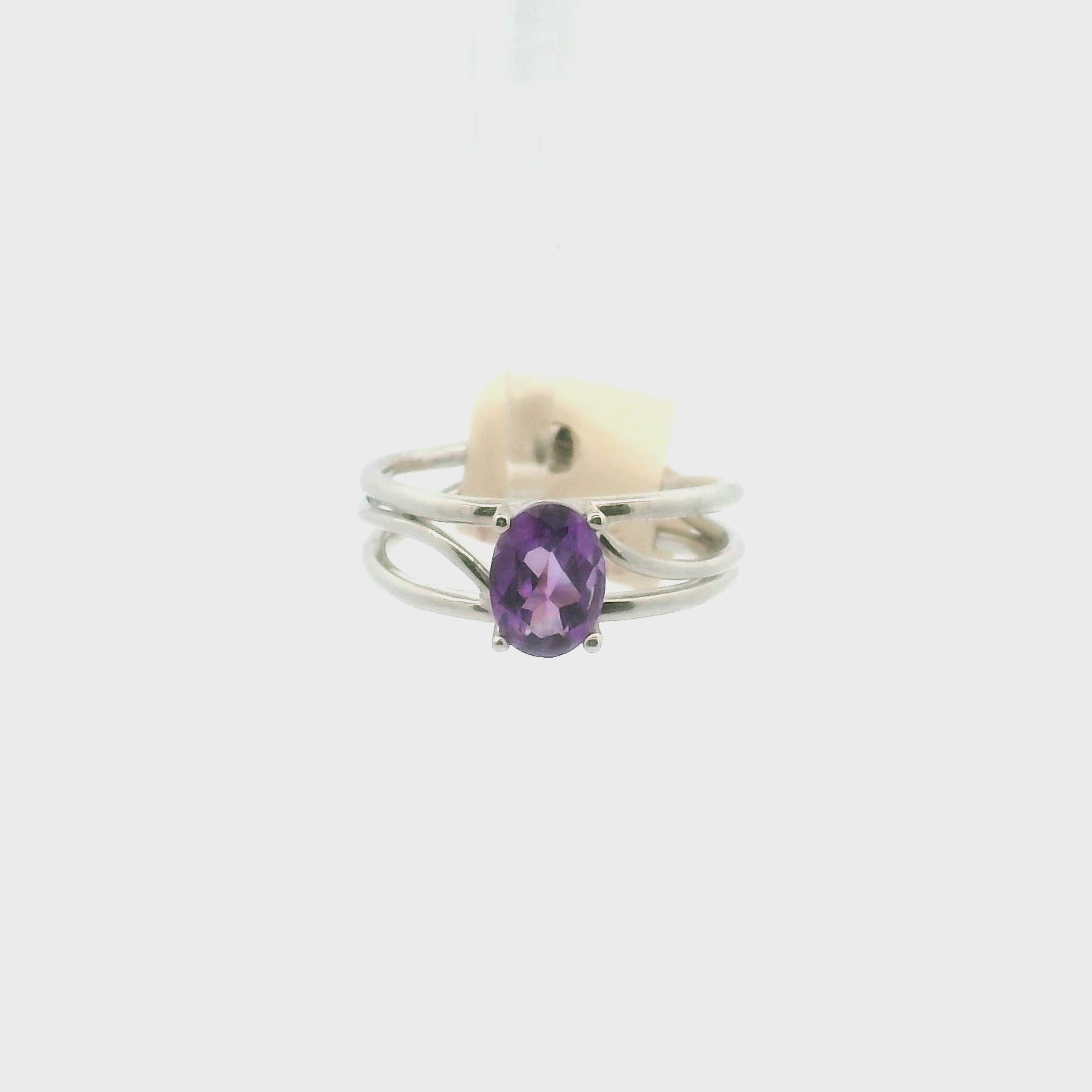 Amethyst Cuff Ring .925 Silver for Enhancing Intuition & Connection with Divine