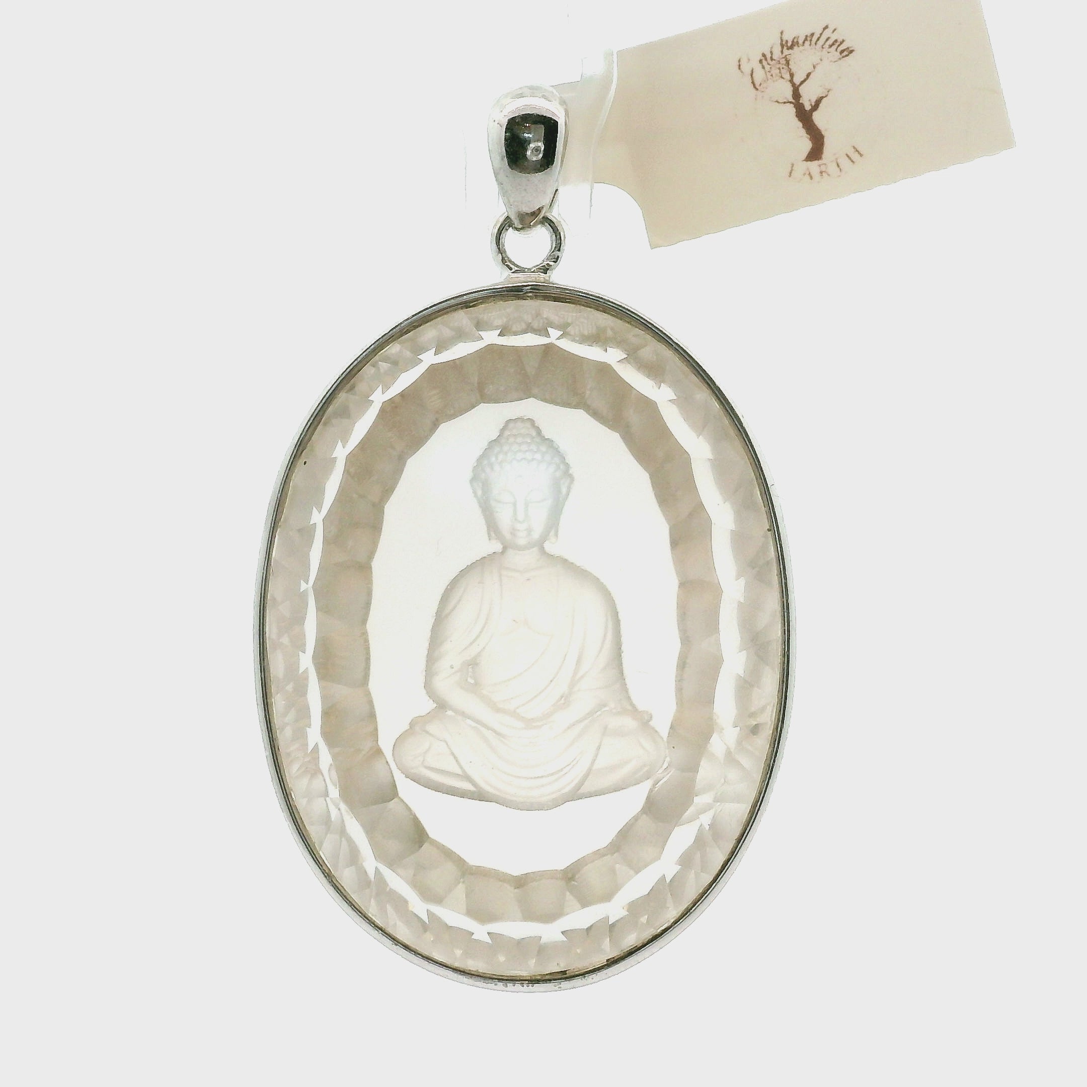 Smokey Quartz Engraved Buddha Pendants .925 Silver for Energetic Cleansing, Manifestation and Protection
