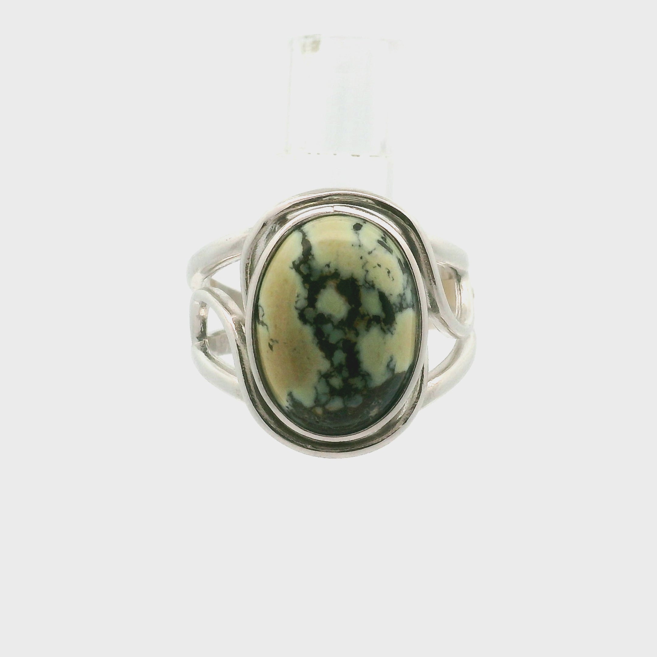 New Lander Variscite Adjustable Cuff Ring .925 Silver for Emotional Healing, Joy, Love and Prosperity