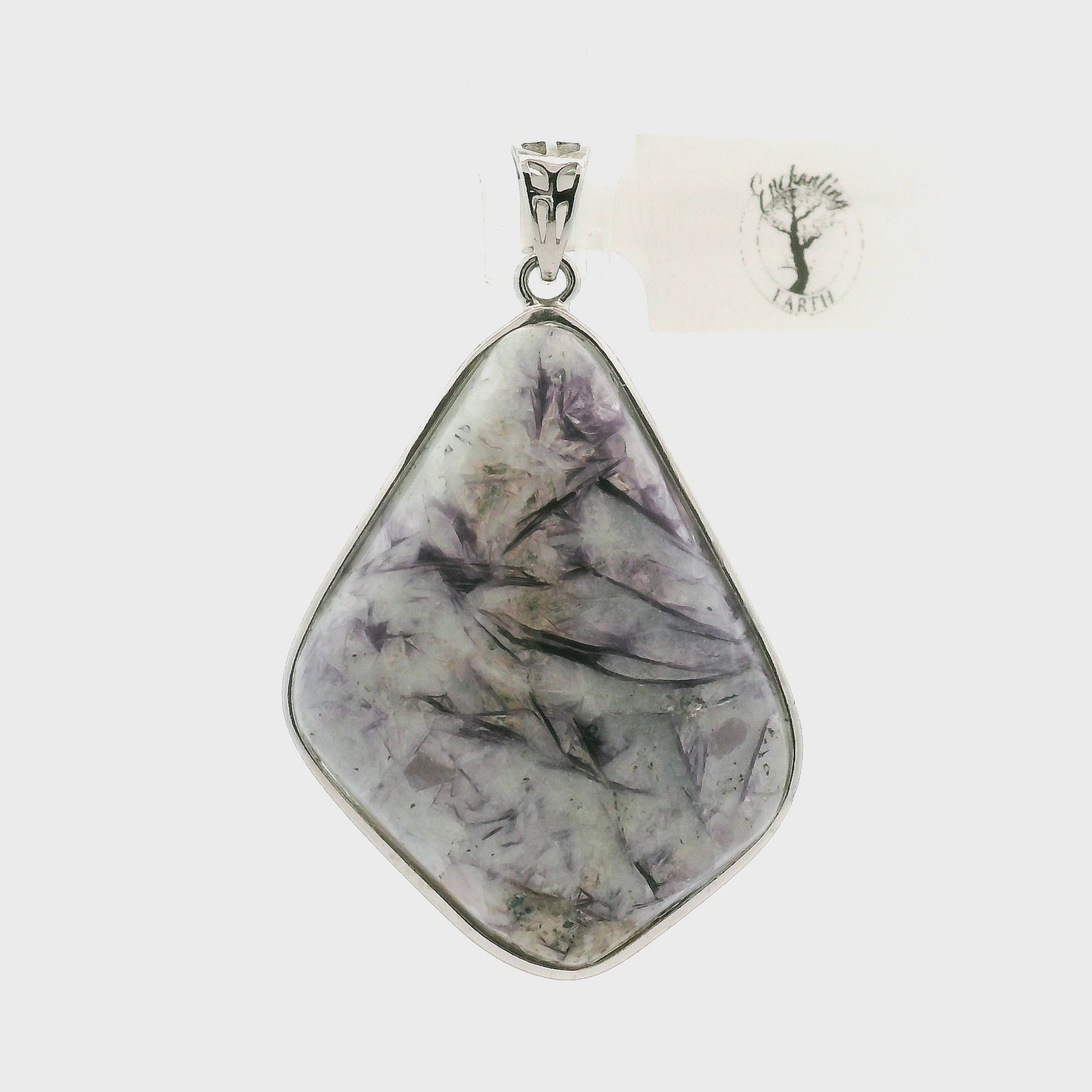Lepidolite in Quartz Pendant .925 Silver for Balancing the Emotional Body & Calming the Mind