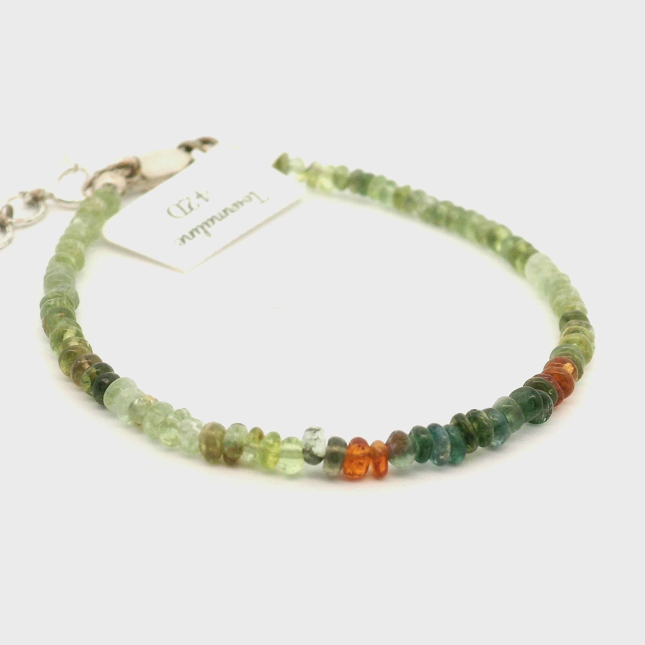 Multi Tourmaline Micro Bracelet 925 Silver for Positivity, Confidence and Self Love