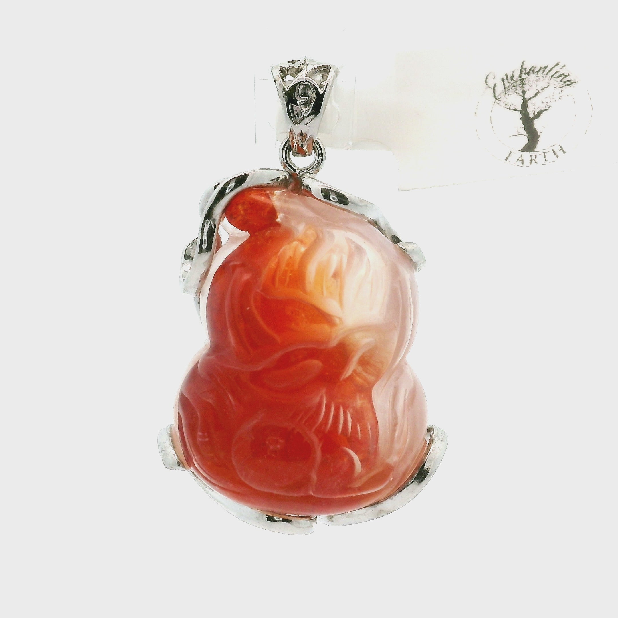 Fire Quartz  Deer Pendant .925 Sterling Silver for Confidence, Vitality and Grounding