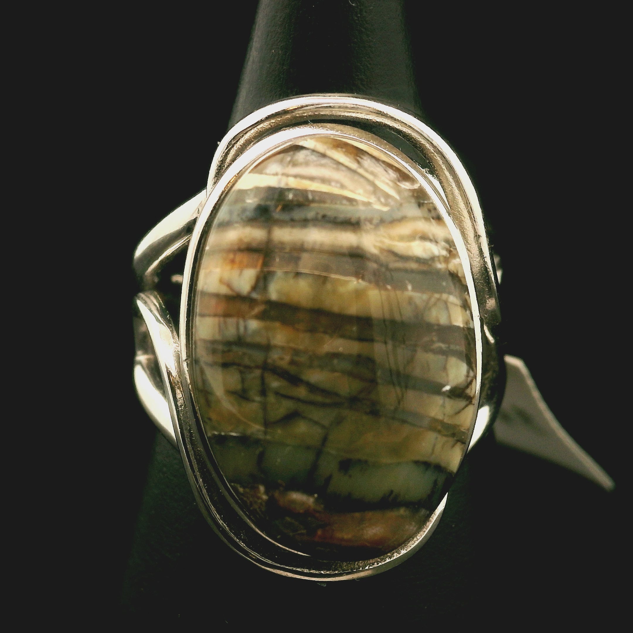 Arizona Pietersite Cuff Ring .925 Silver for Intuition, Transformation and Willpower