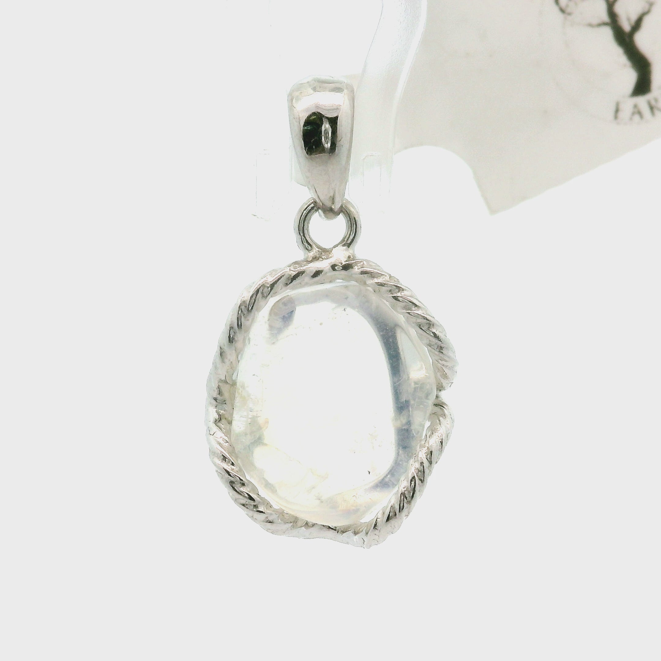 Rainbow Moonstone Free Form Pendant .925 Silver for Intuition and Energetic Purification