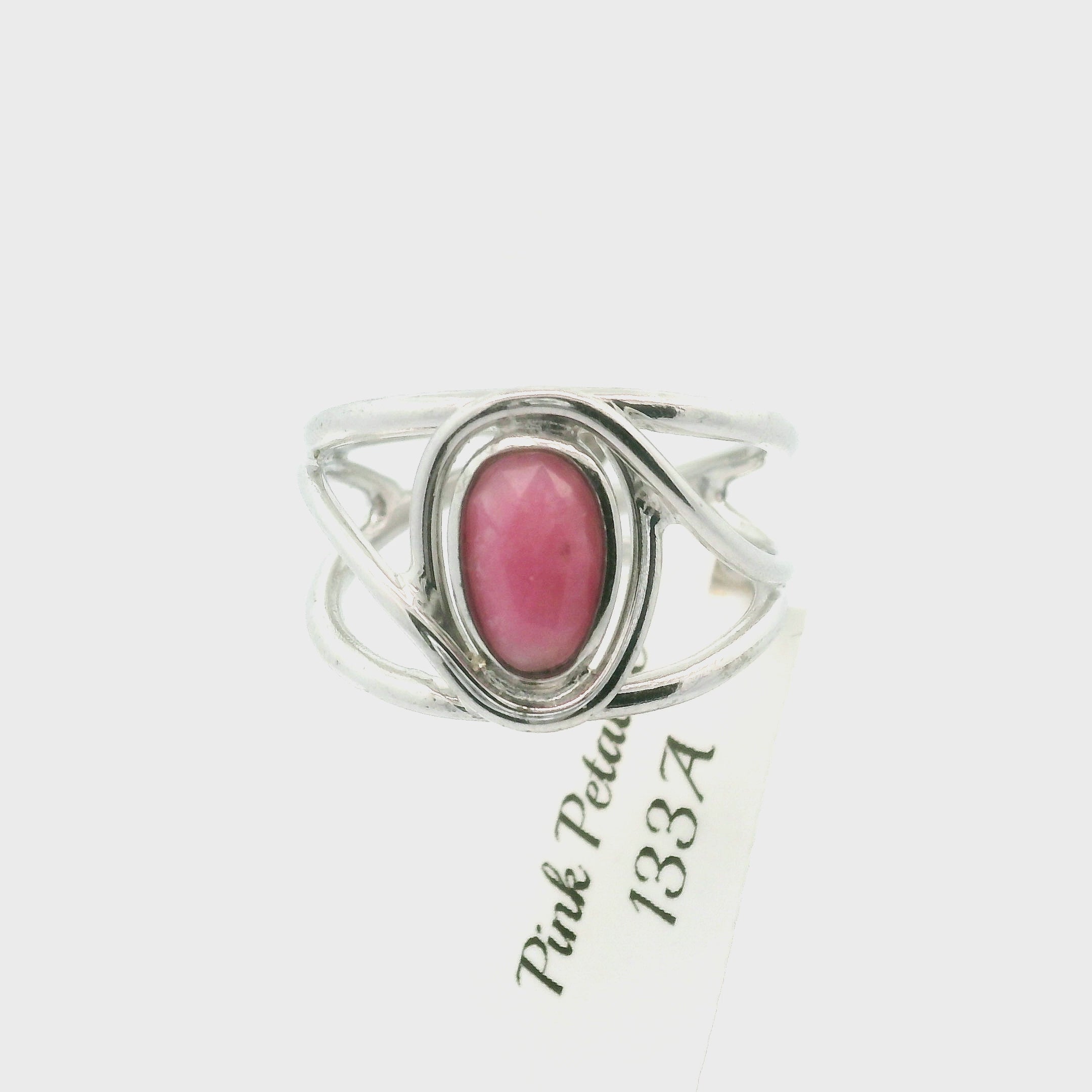 Pink Petalite Midi Cuff Ring 925 Silver for Joy, Love and Empowerment