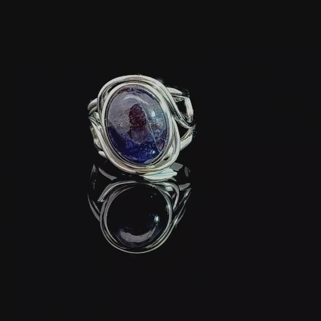 Iolite Finger Cuff Adjustable Ring .925 Silver for Enhancing your Intuitive Gifts and Prophetic Visions