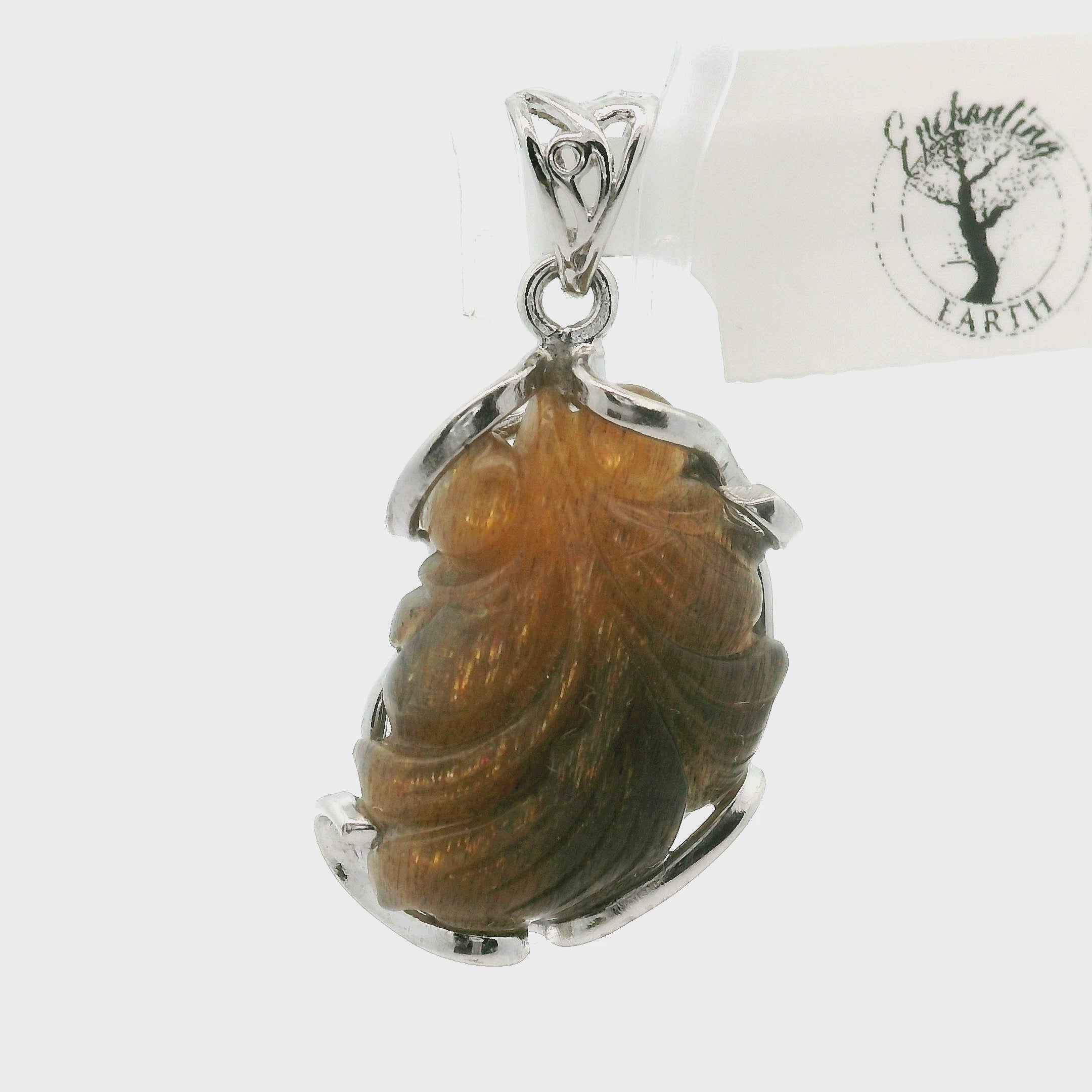 Black Moonstone with Sunstone Lucky Fish Pendant .925 Silver for Confidence and Strength