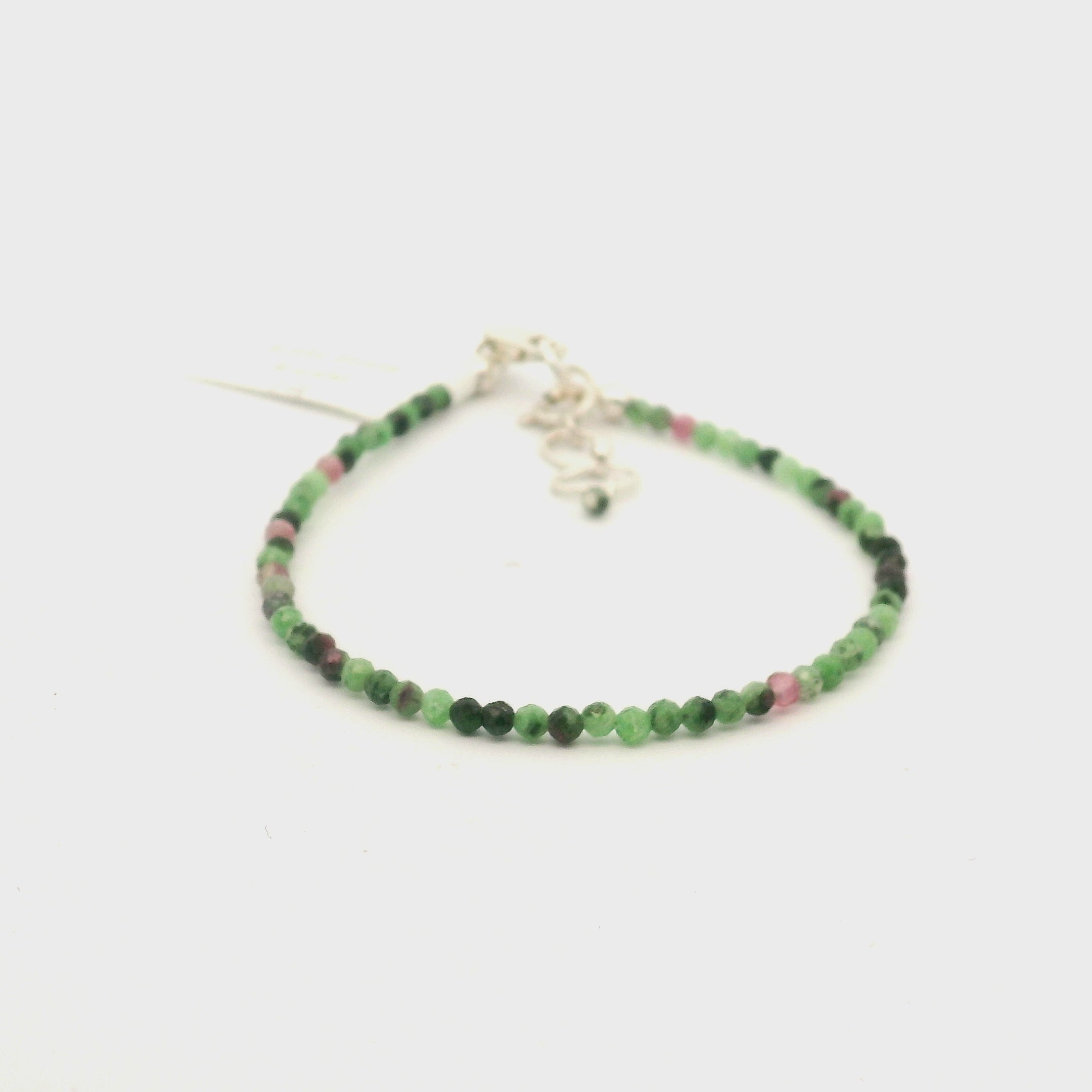 Ruby in Zoisite Micro Faceted Bracelet 925 Silver for Passion and Rejuvenation