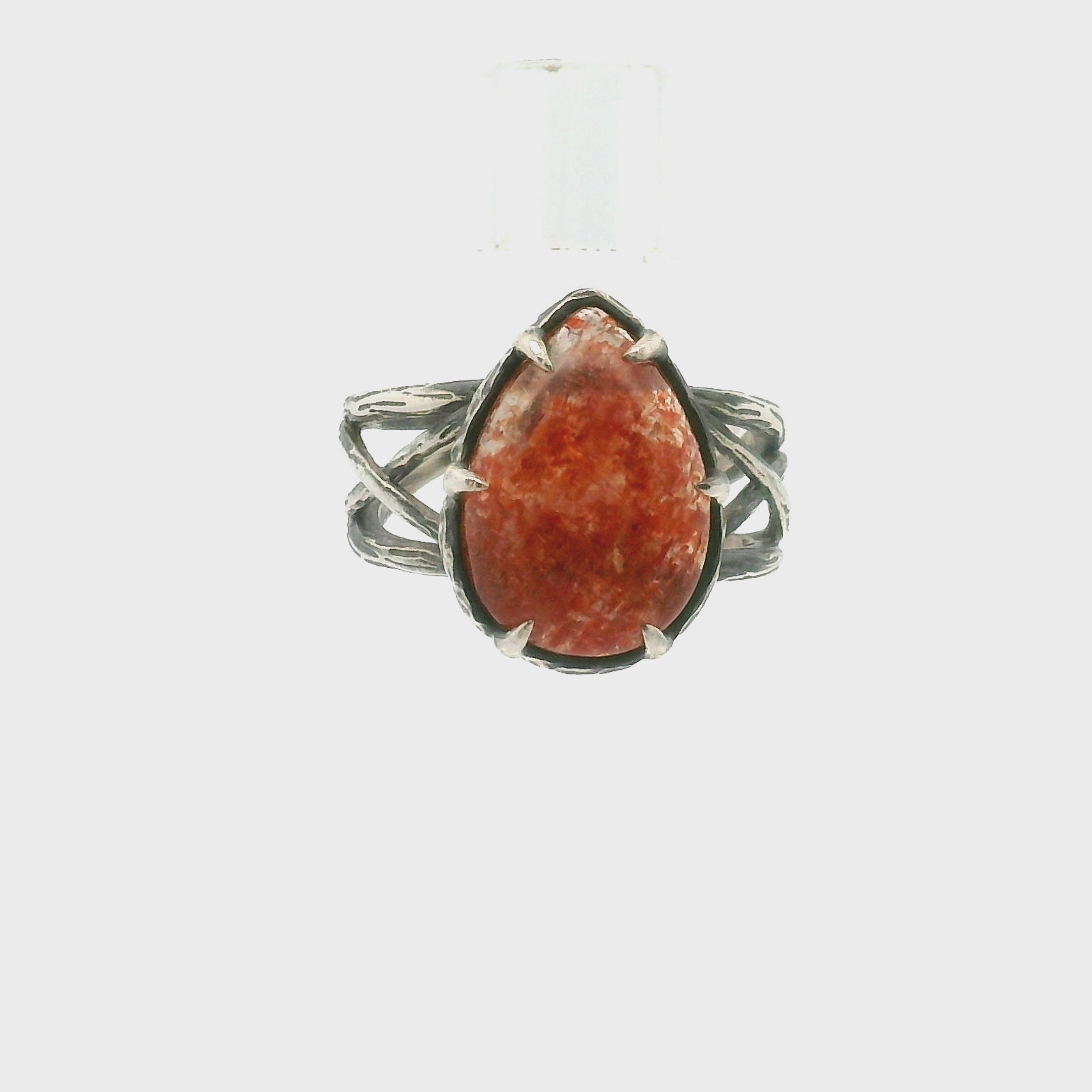 Sunstone Bad Witch Cuff Ring .925 Silver for Confidence, Joy and Vitality