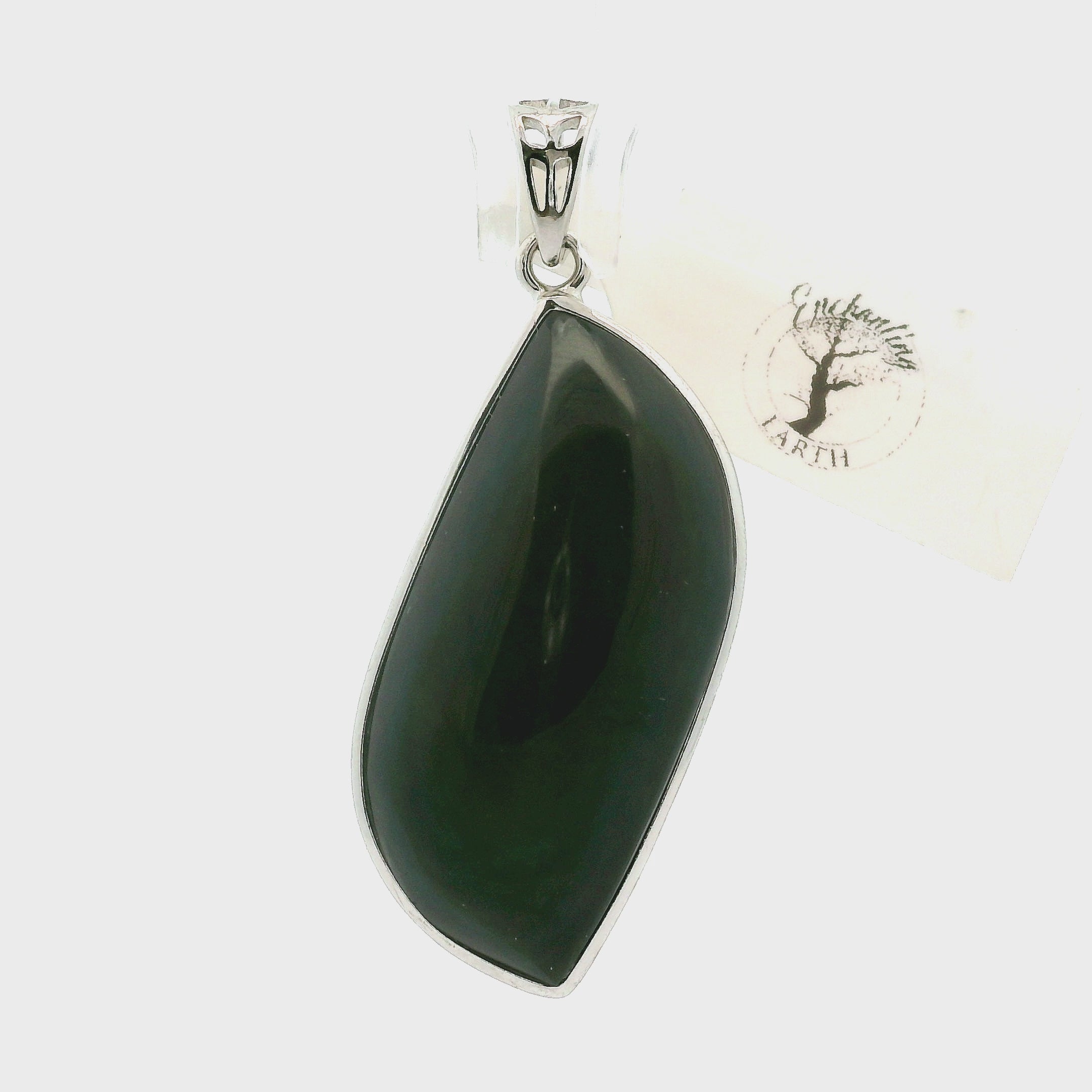 Velvet Obsidian Mexico Pendant .925 Silver for Transformation, Power and Protection