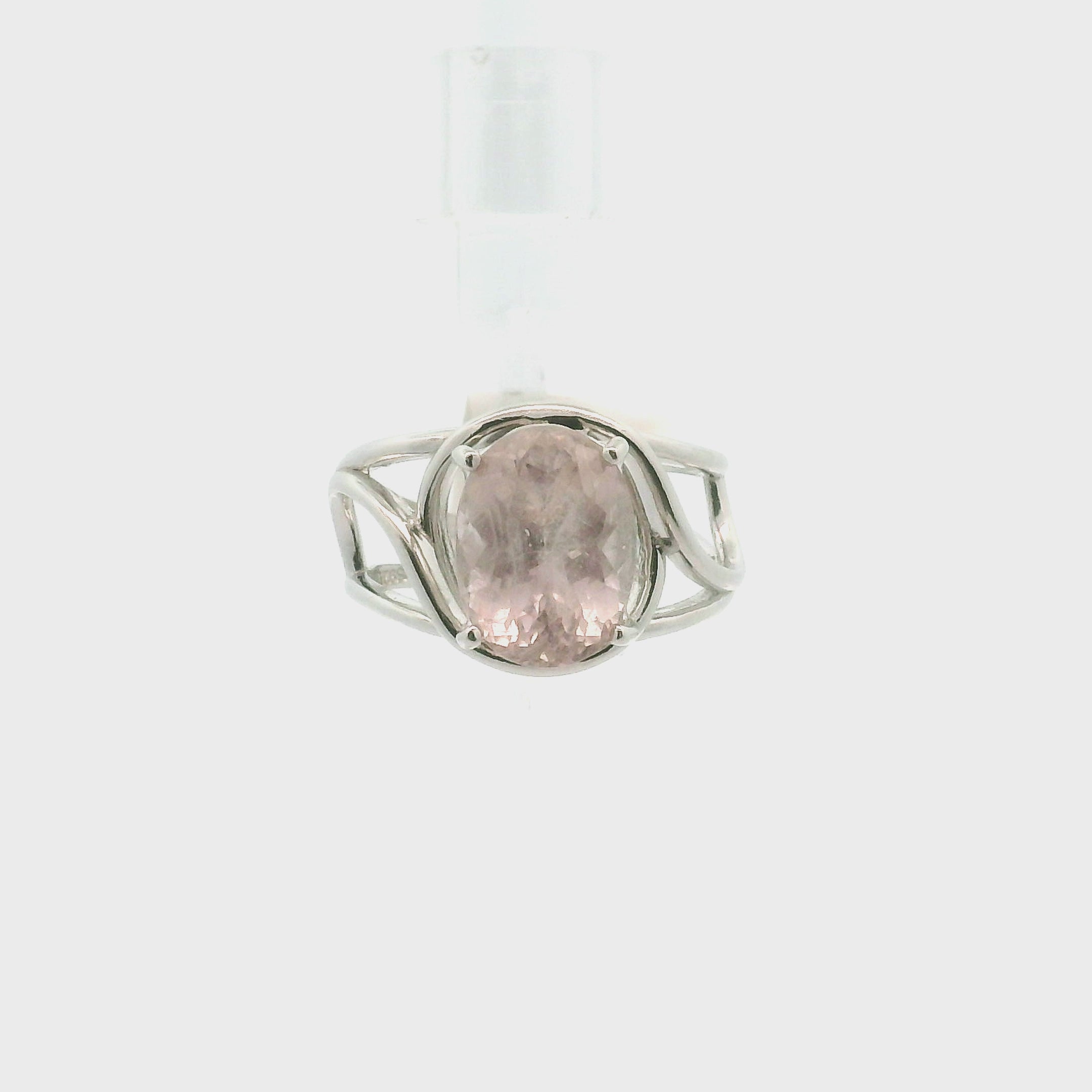Pink Apatite Cuff Ring .925 Silver for Connection with Angels, Ancestors and Spirit Guides