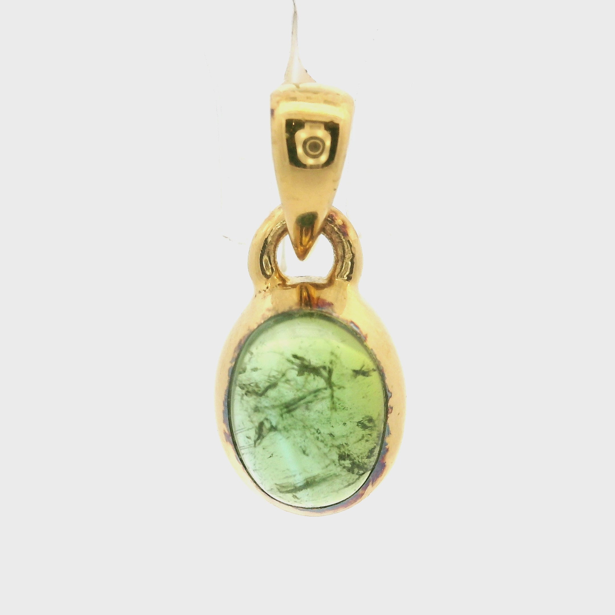 Green Tourmaline Mini Pendant .925 Silver with Gold Plating for Removing Insecurities and Helping Inspire Creativity