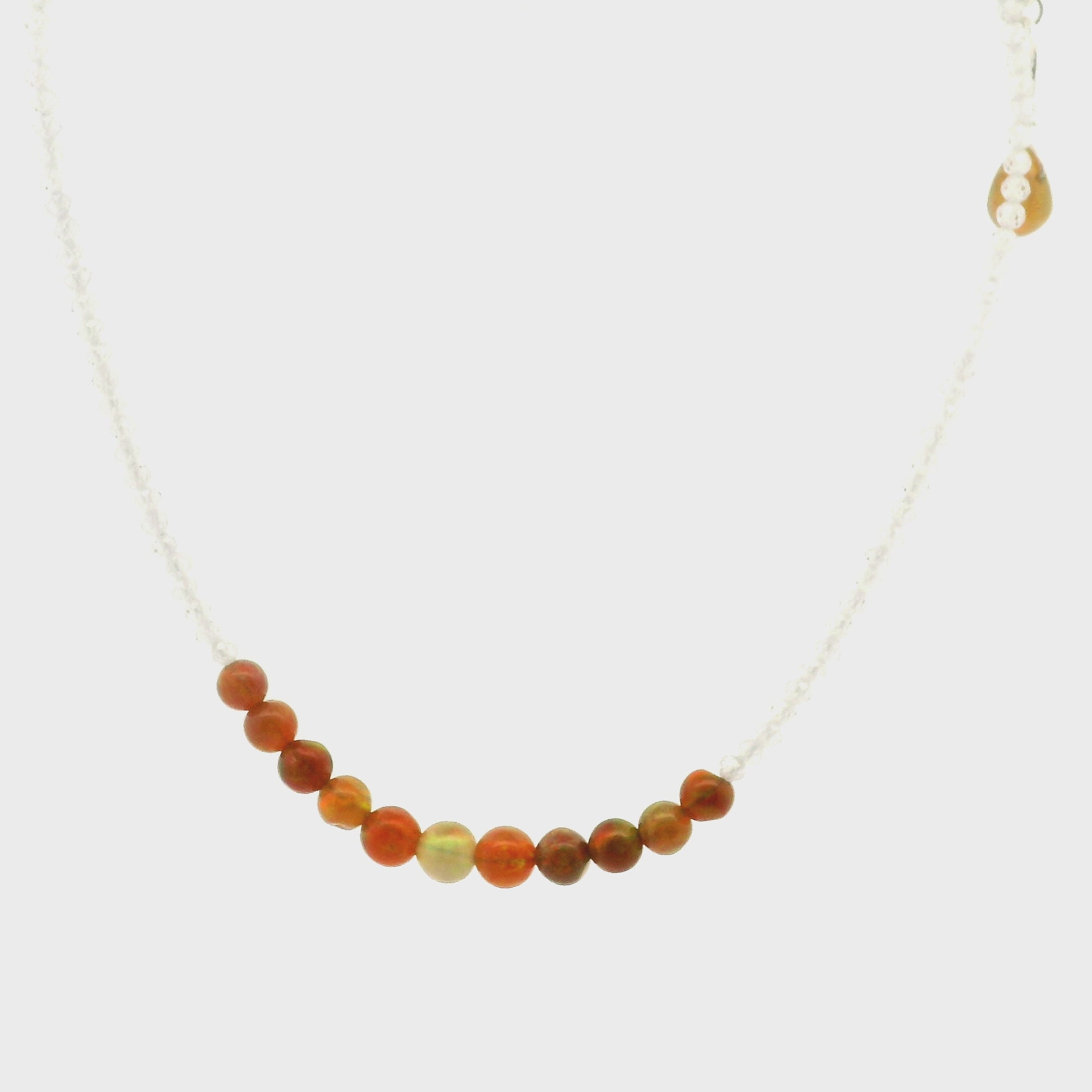 Chocolate Opal & White Zircon Micro Faceted Necklace 925 Silver for Transformation and Creativity