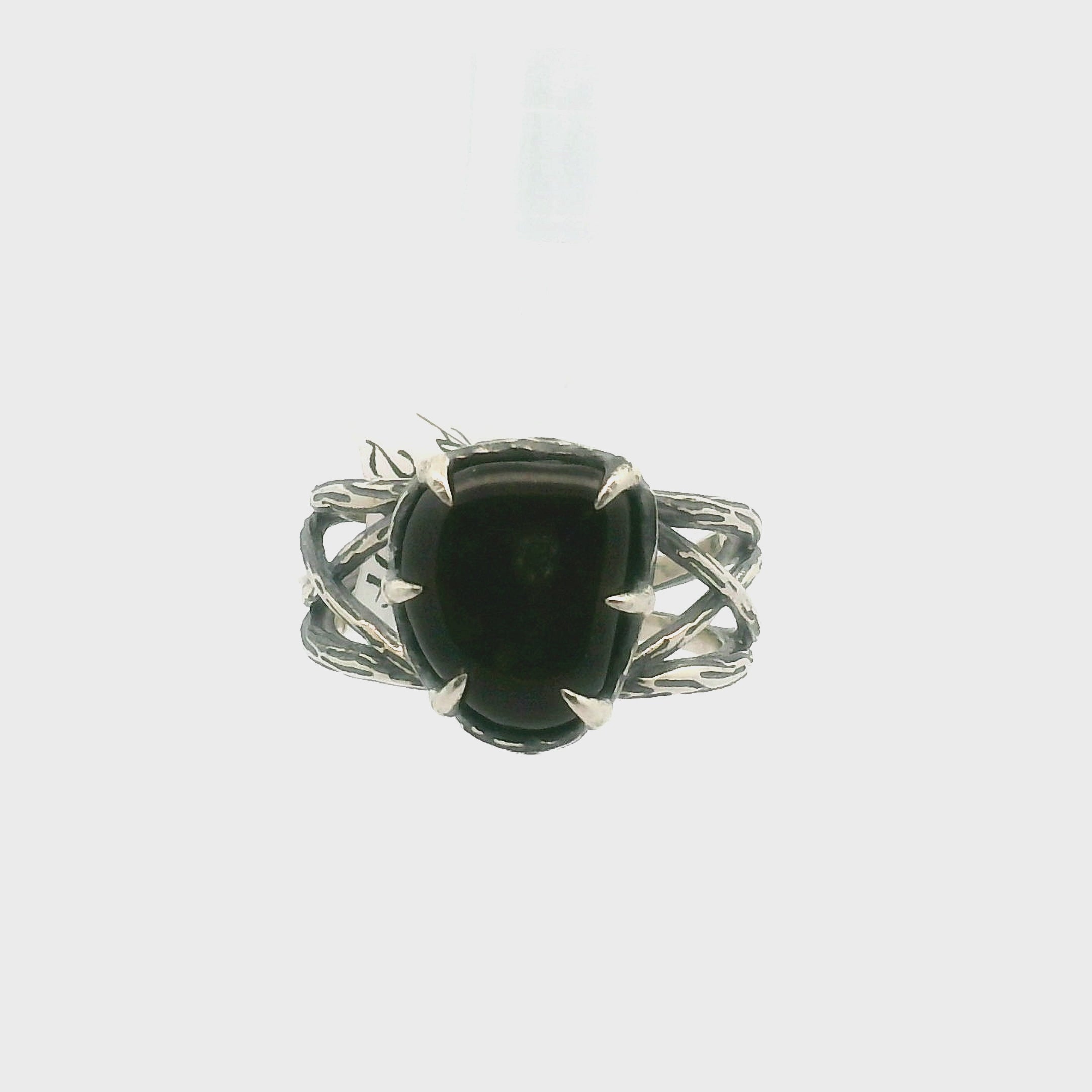 Ammolite Bad Witch Adjustable Cuff Ring .925 Silver for Transformation and Boosting your Life Force Energy