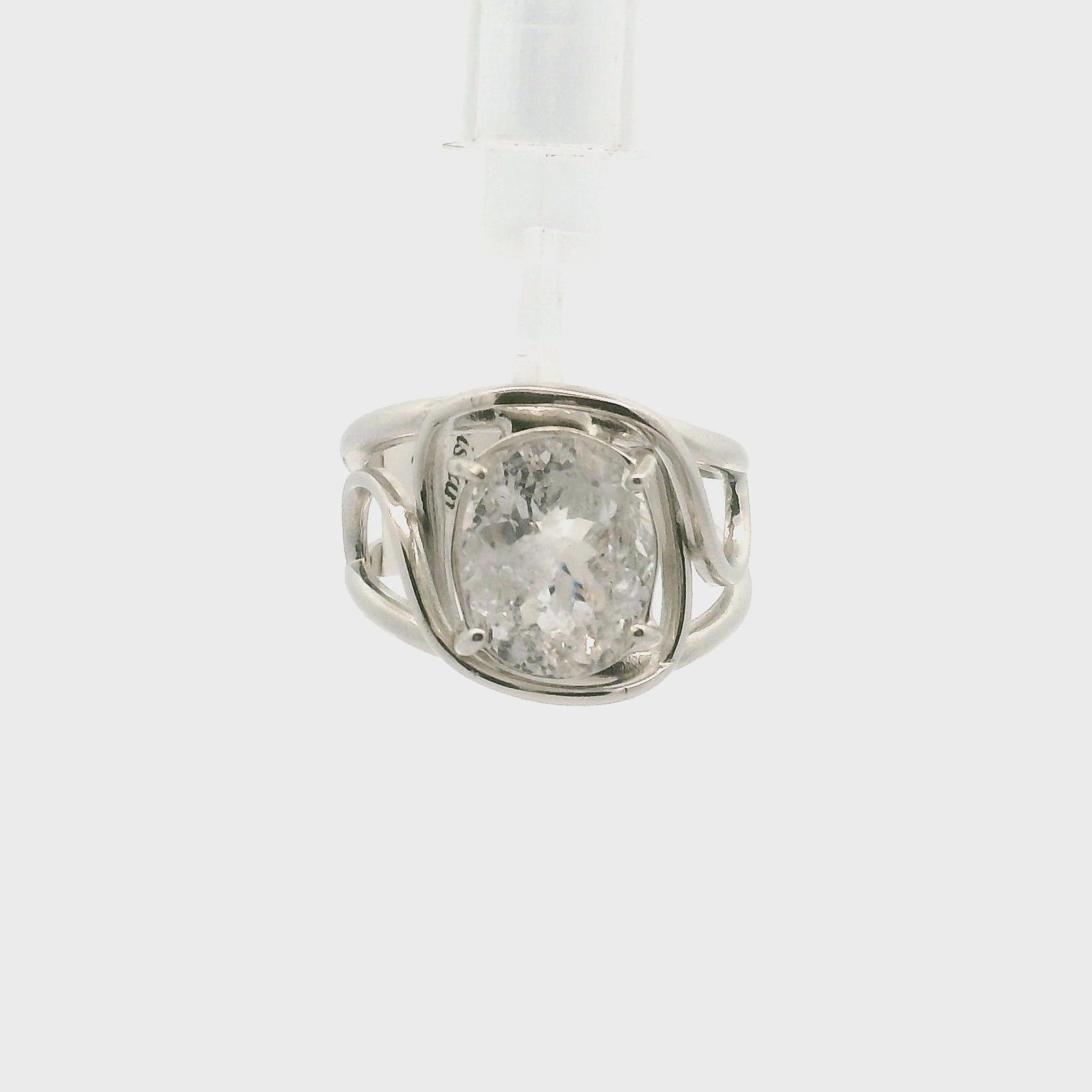 Pollucite from Afghanistan Cuff Ring .925 Silver for New Beginnings and Spiritual Awakening
