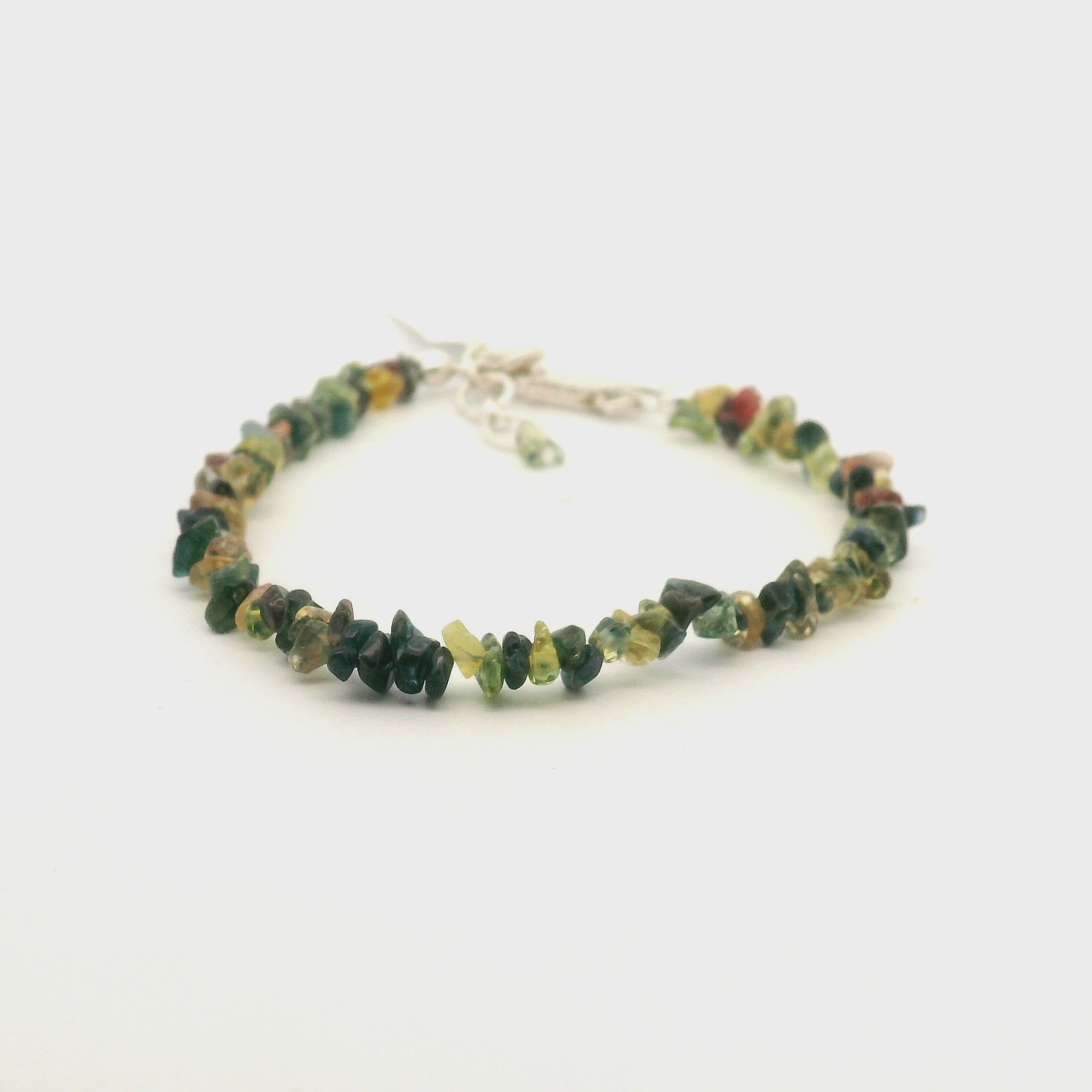 Multi Color Sapphire Chips Bracelet 925 Silver for Psychic Abilities and Higher Knowledge