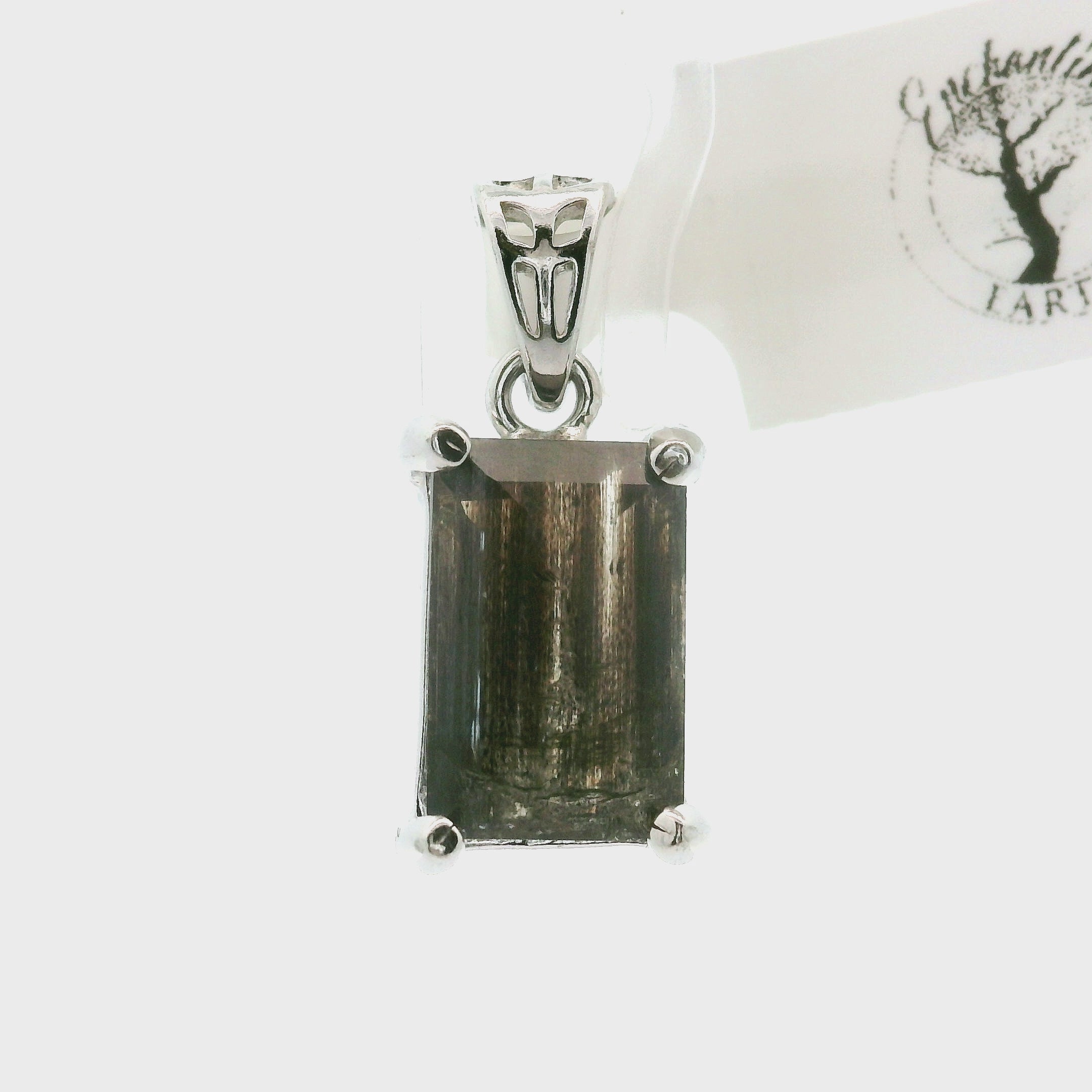 Emerald Cut Tanzania Scapolite Pendant .925 Silver for Enhancing Communication with Guides, Insight & Memory